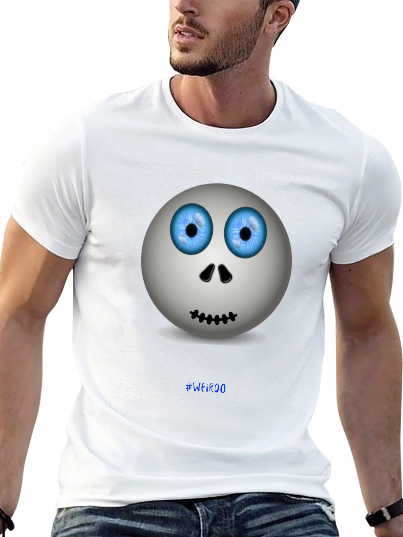 Mens Graphic Tee - Spooky Eyed Emoji