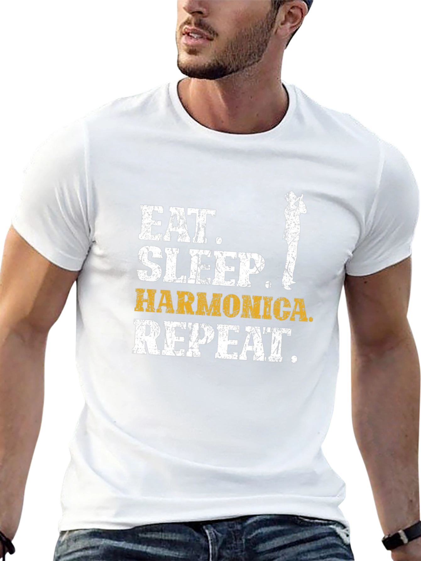 Eat Sleep Harmonica Repeat Graphic Tee