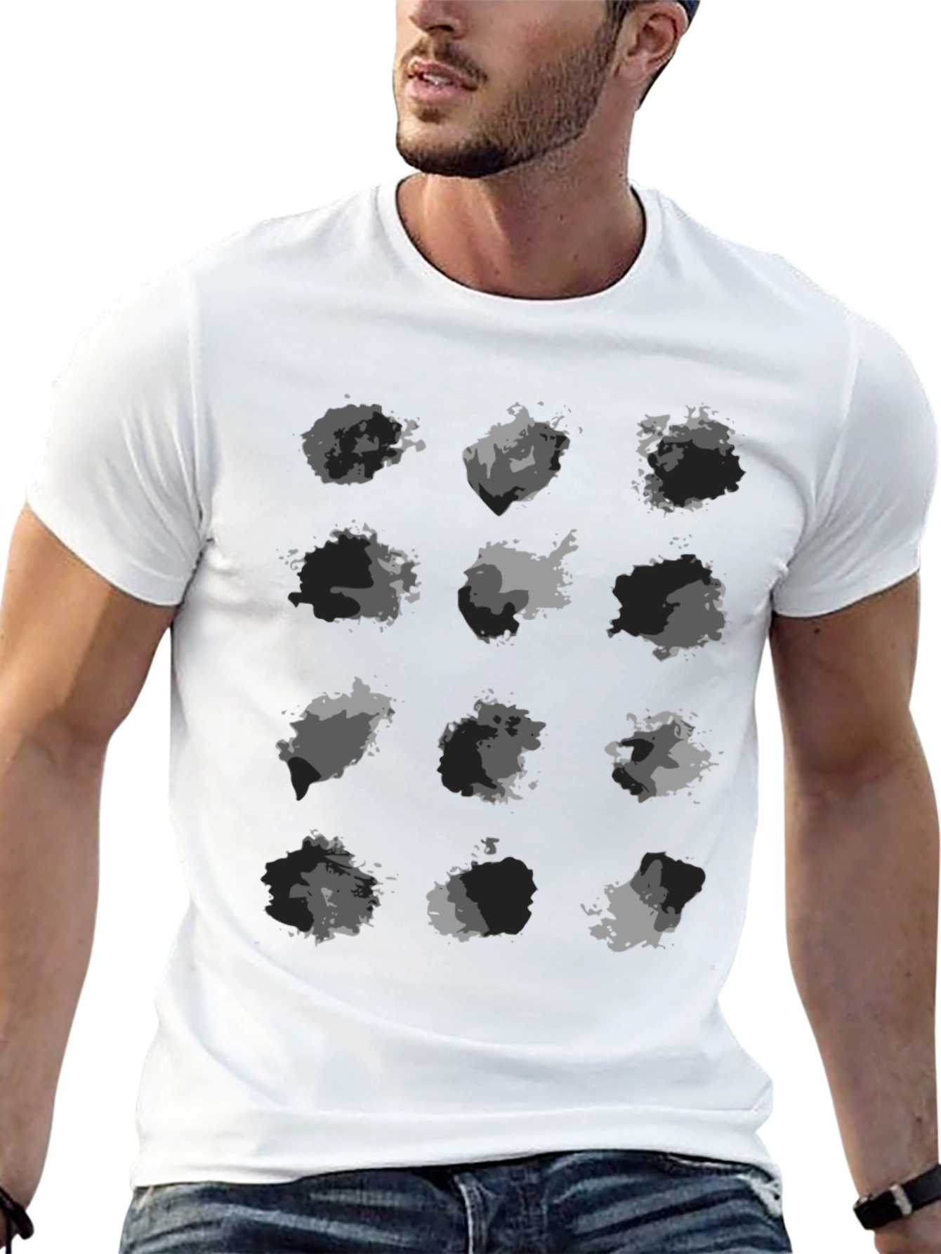 Abstract Camo Print Black T-Shirt