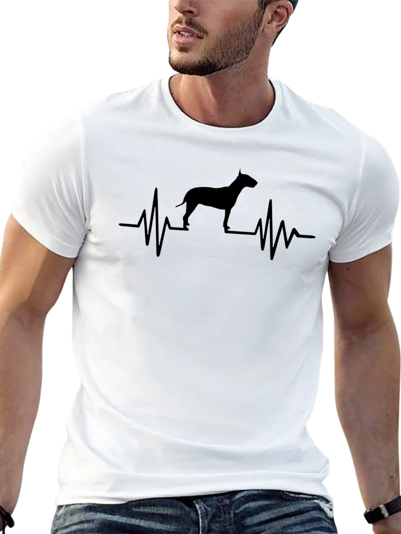 Dog Heartbeat T-Shirt - Mens Black Graphic Tee