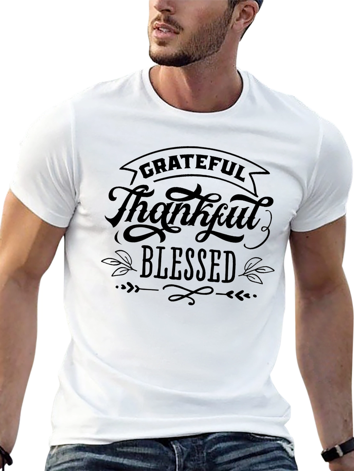 Grateful Thankful Blessed Black T-Shirt