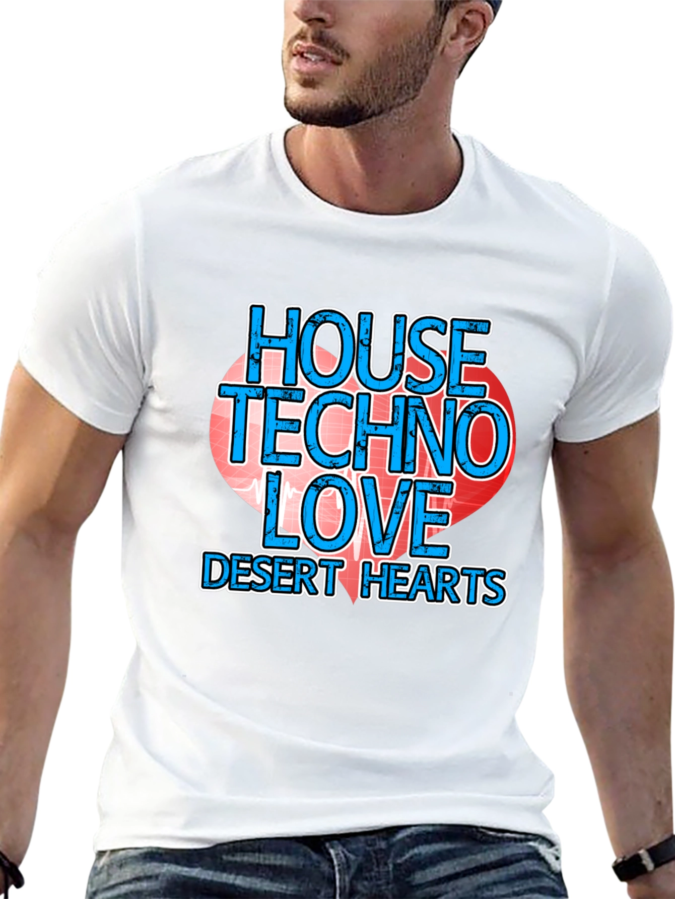 House Techno Love Desert Hearts Graphic Tee