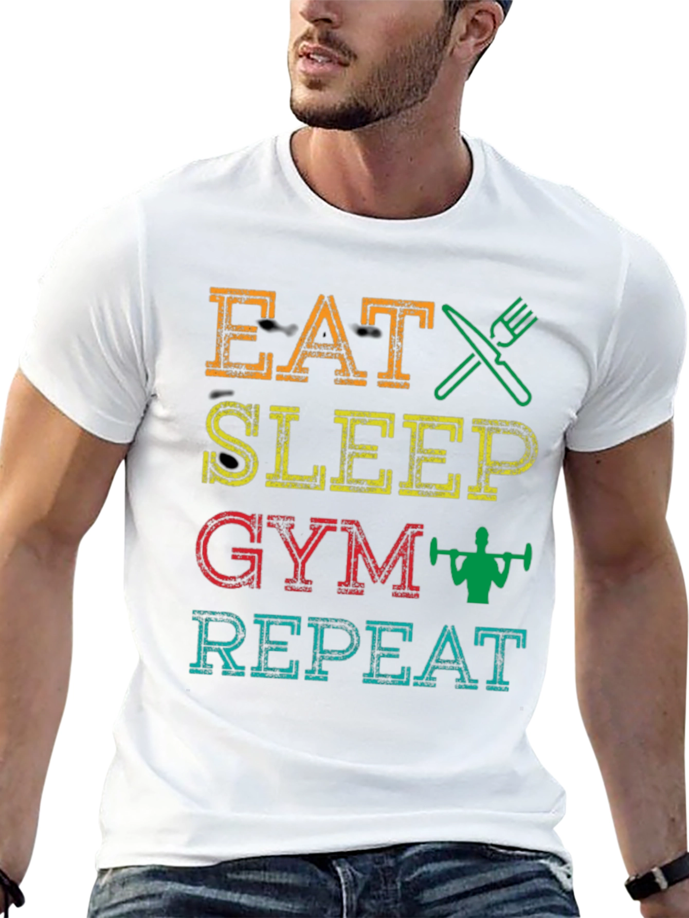 Eat Sleep Gym Repeat Graphic T-Shirt