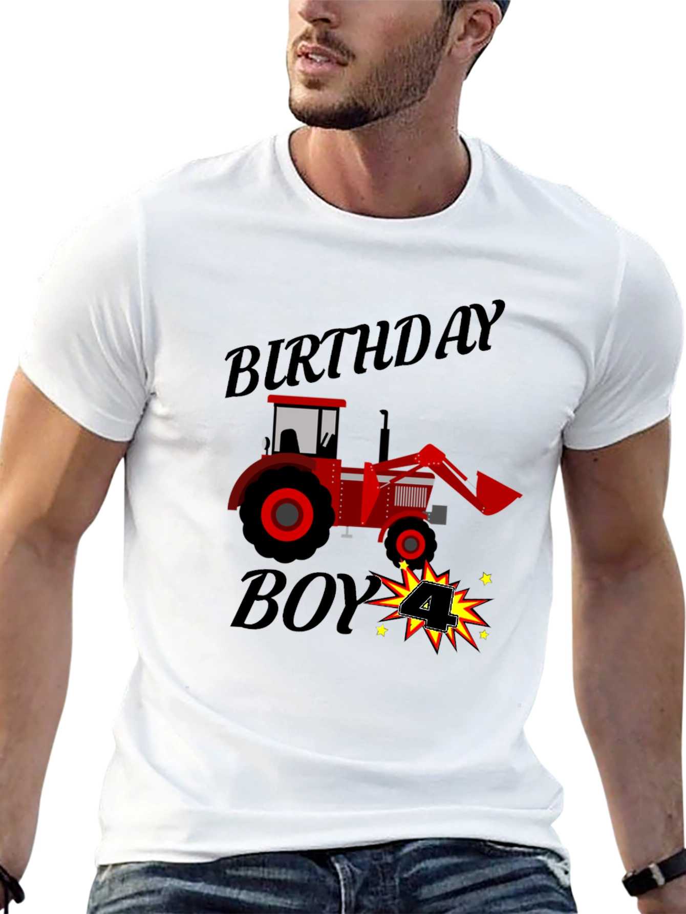 Birthday Boy Tractor T-Shirt - 4th Birthday