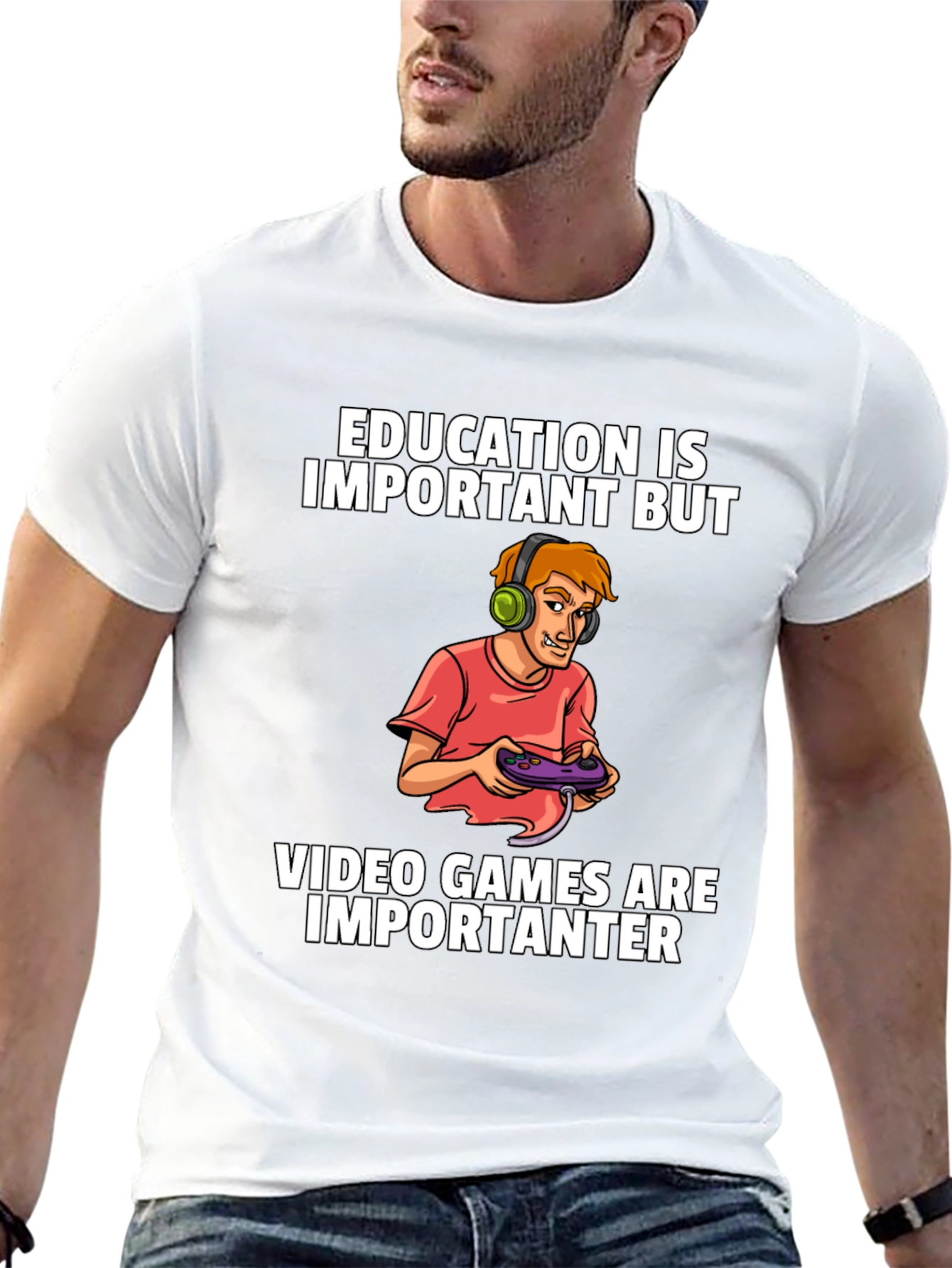 Gamer T-Shirt: Education vs. Video Games