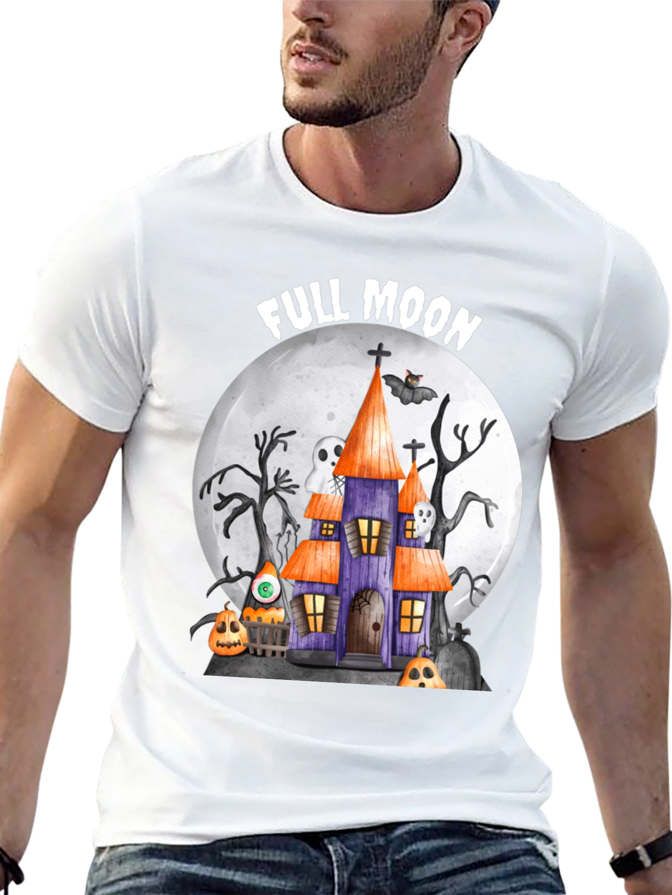 Full Moon Halloween House T-Shirt