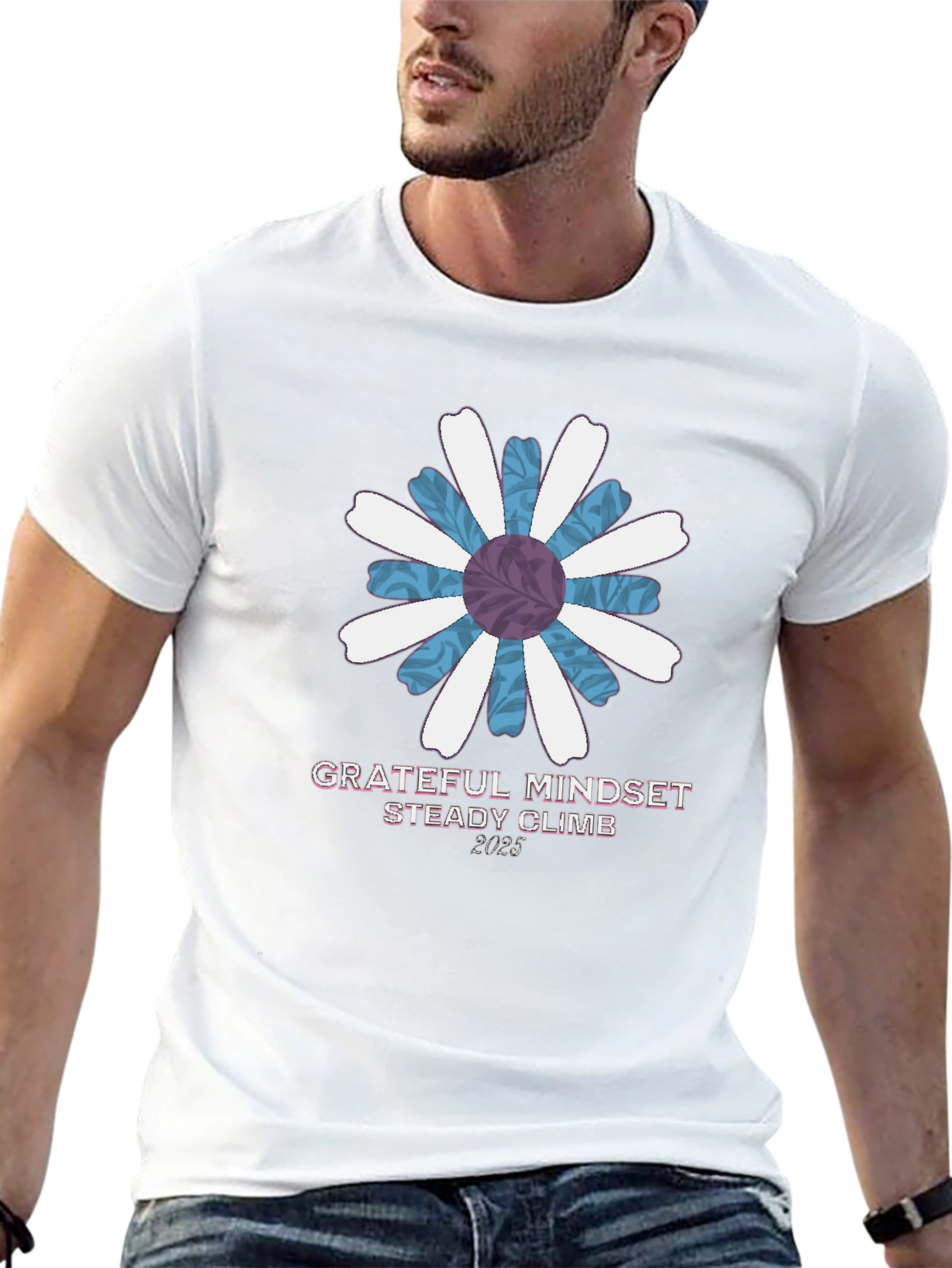 Grateful Mindset Tee - Floral Graphic Print