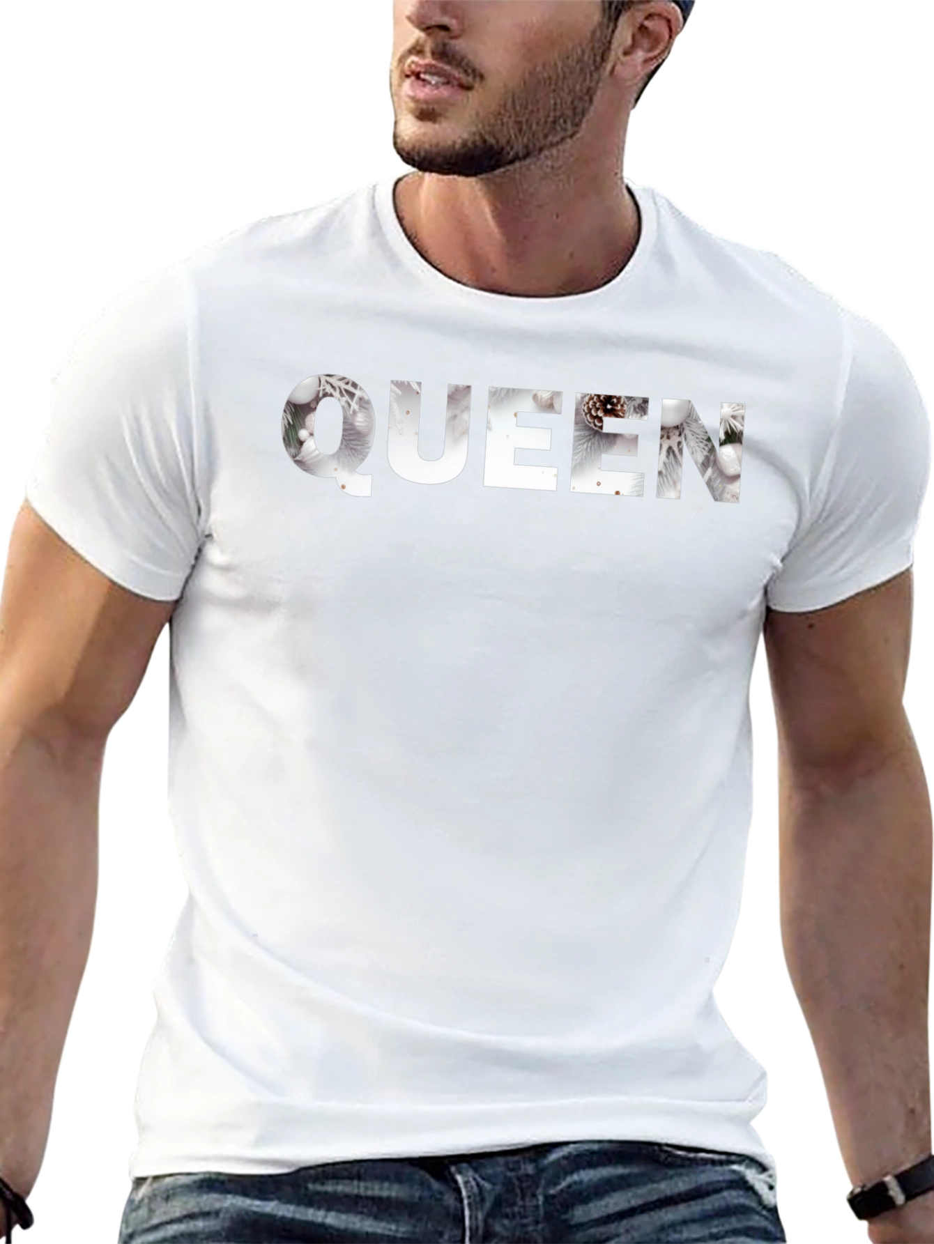 Queen Winter Scene Black T-Shirt