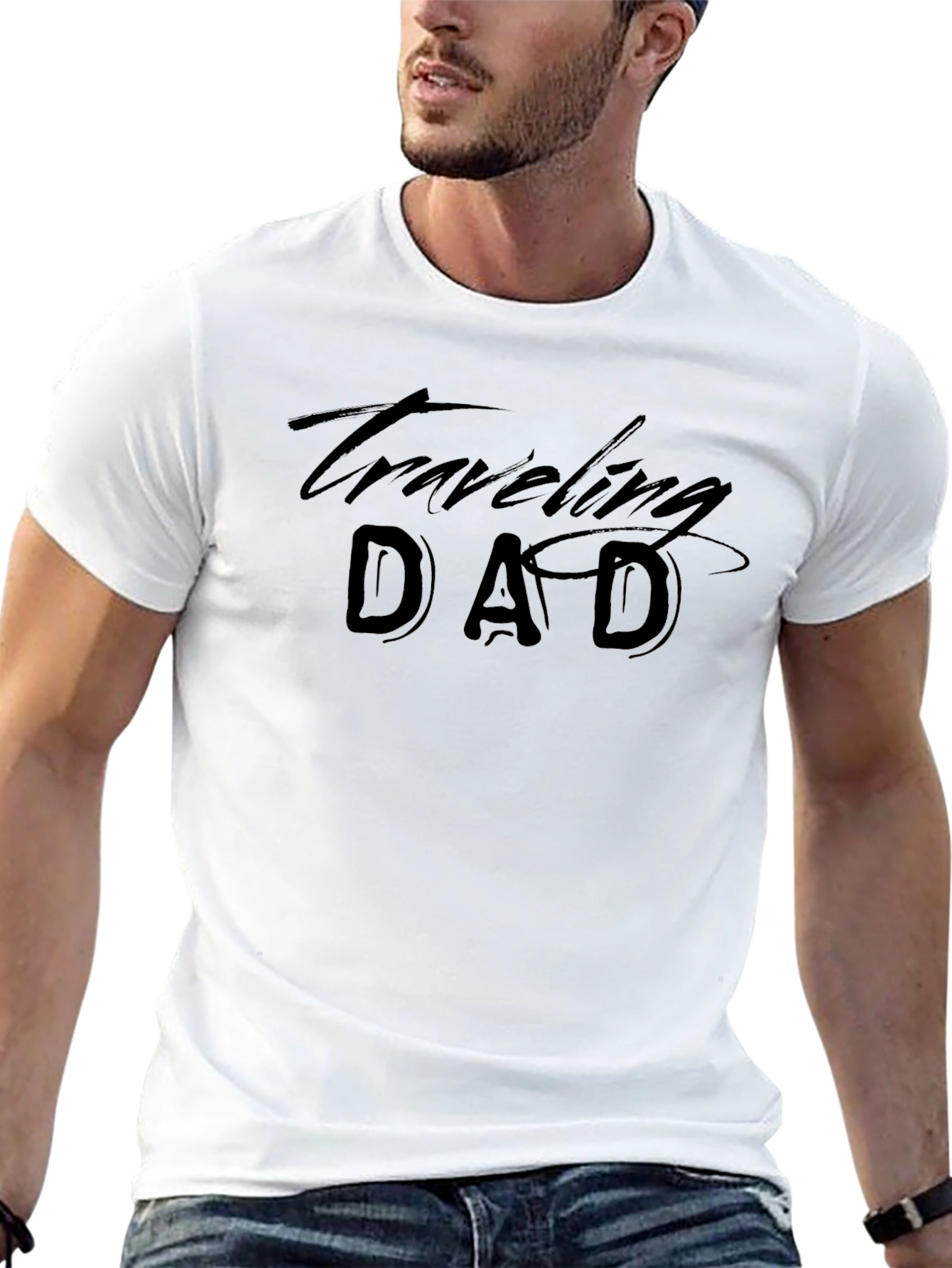 Traveling Dad T-Shirt - Black Casual Tee