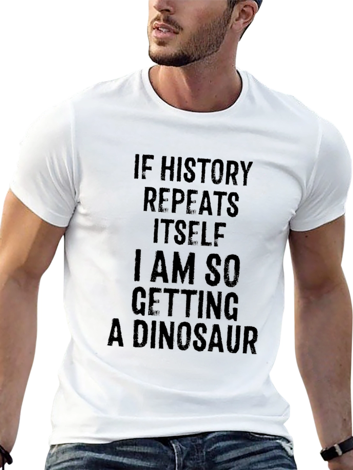 Funny Dinosaur T-Shirt: History Repeats Humor Tee