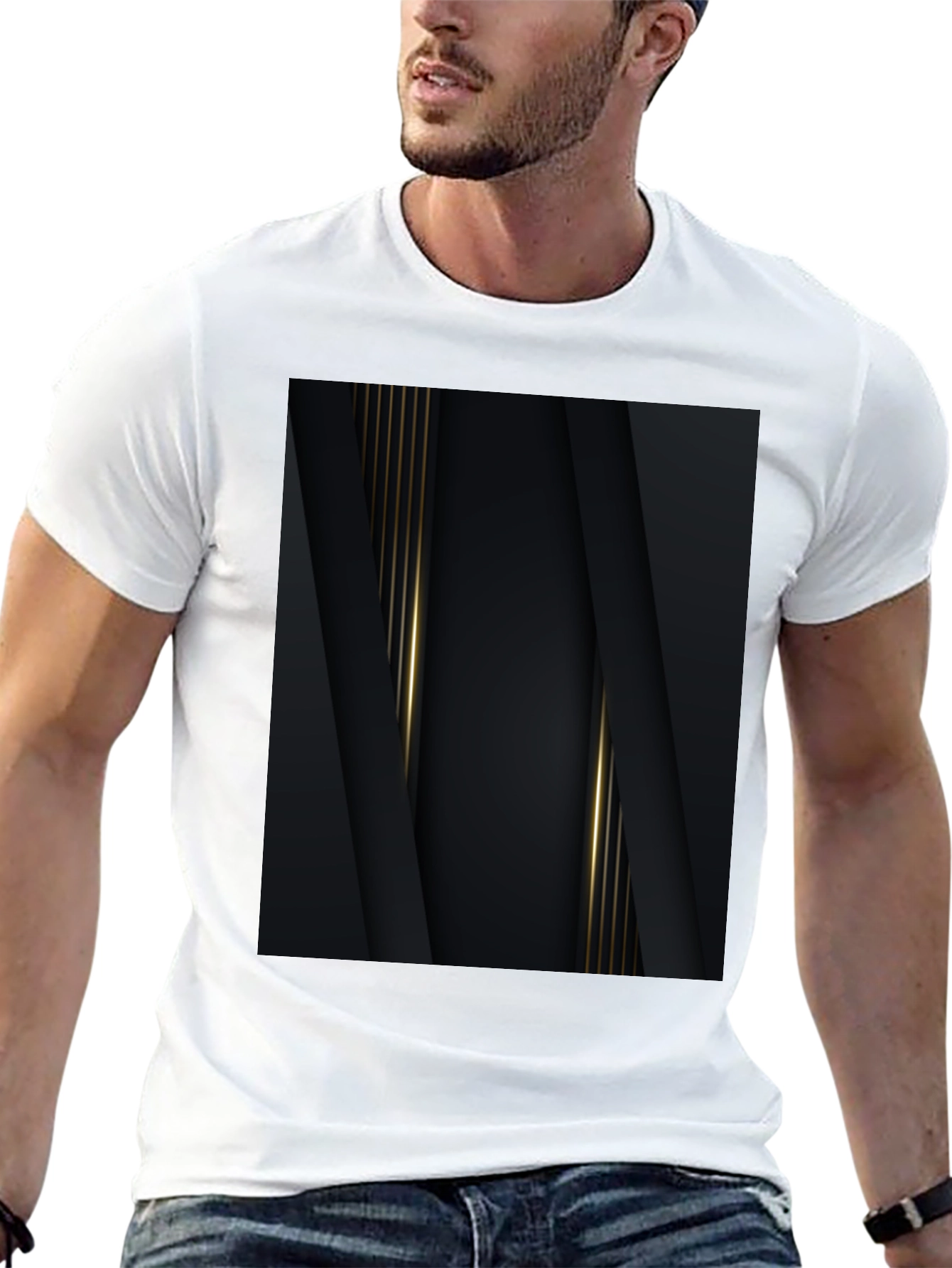 Elegant Black & Gold Abstract Design Tee