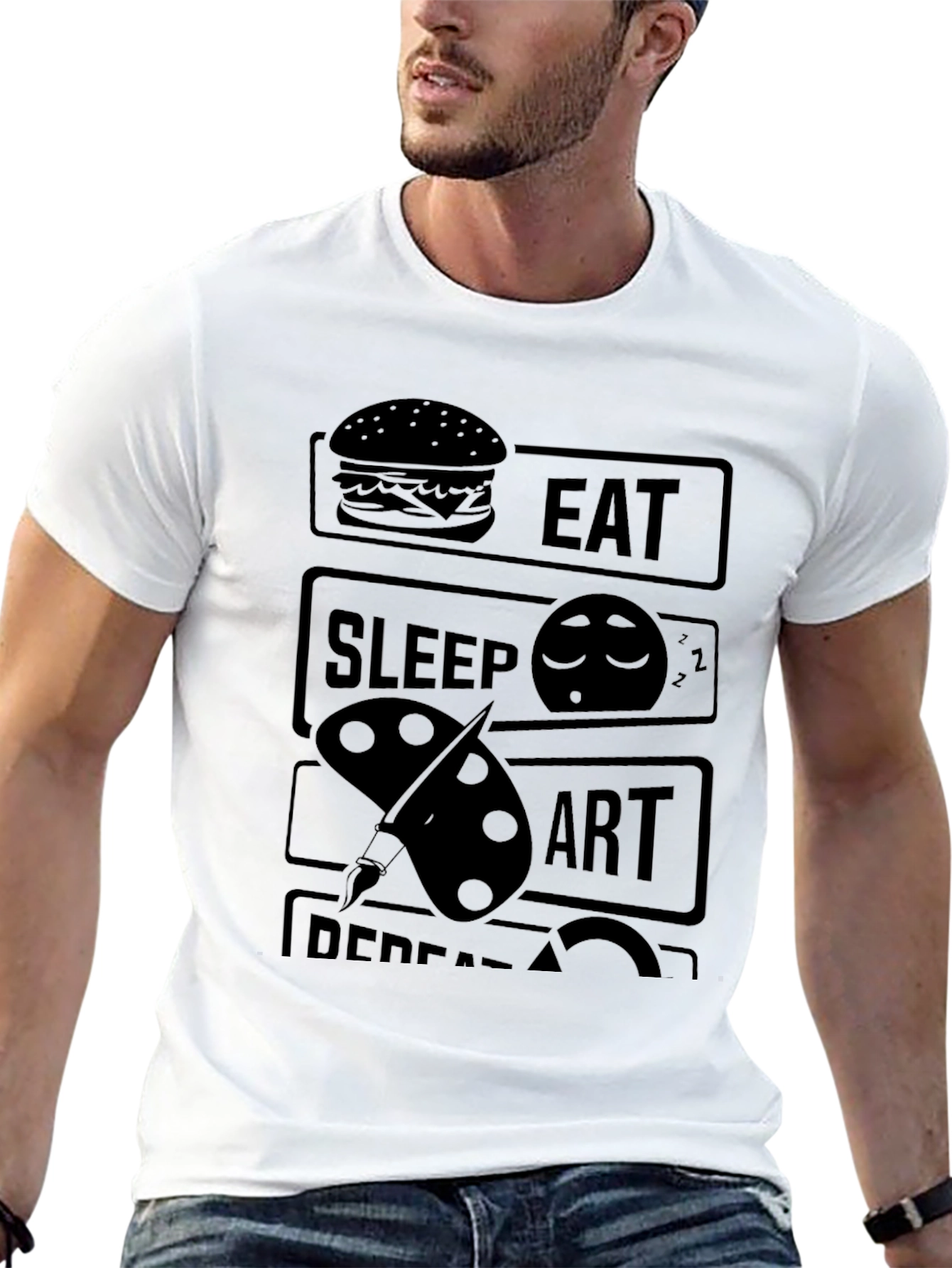 Eat Sleep Art Repeat Black Graphic T-Shirt