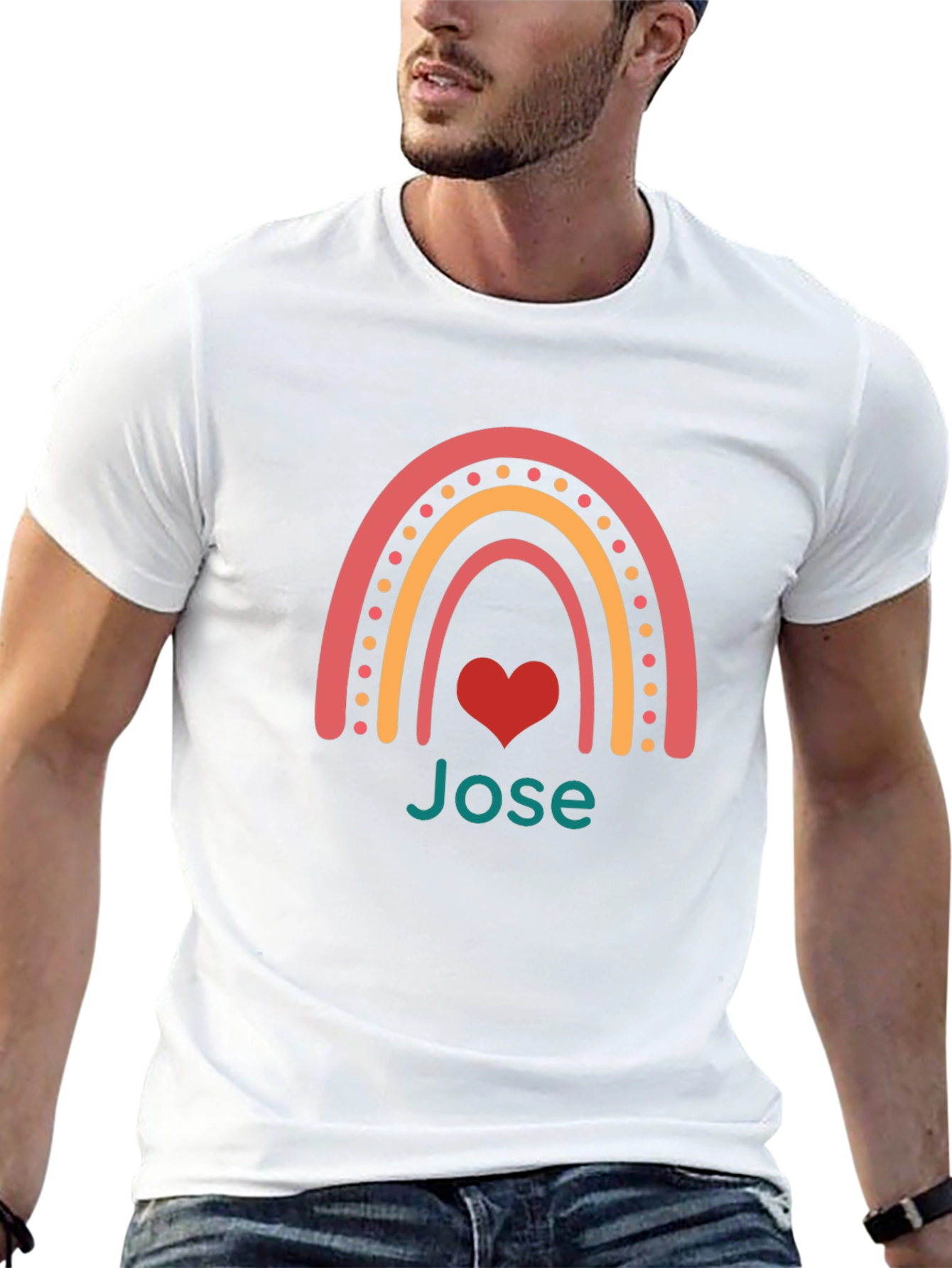 Personalized Rainbow Heart T-Shirt - Jose