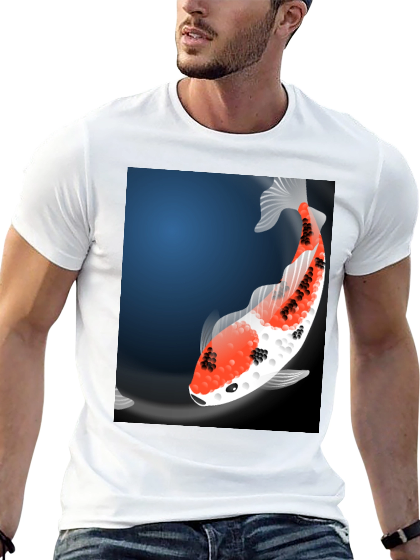 Koi Fish Graphic Tee - Black Casual T-Shirt