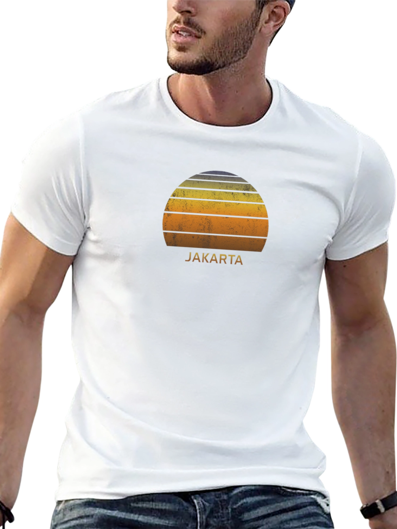 Jakarta Sunset Graphic Tee - Retro Style