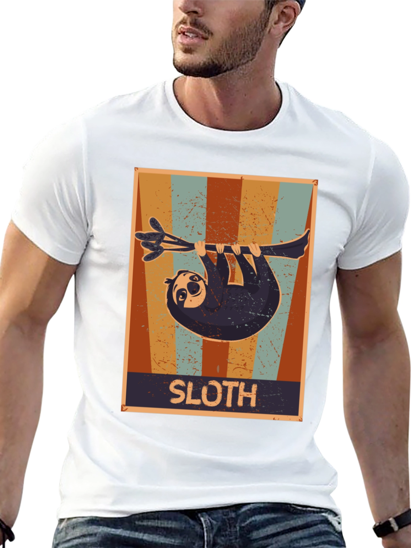 Retro Sloth Graphic T-Shirt - Comfort Fit Tee