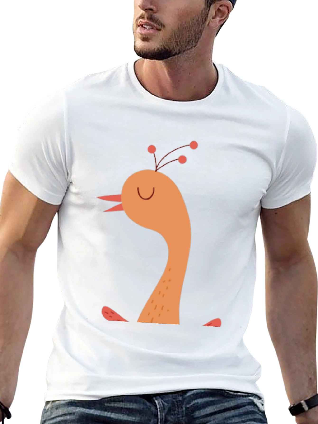 Whimsical Bird Graphic Tee - Mens Black T-Shirt