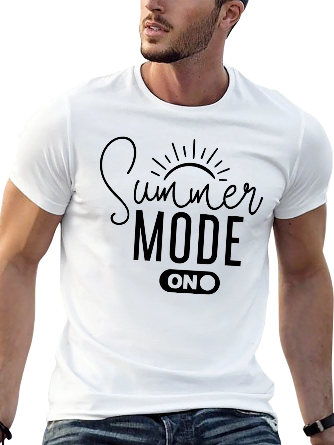 Summer Mode ON Black Graphic T-Shirt