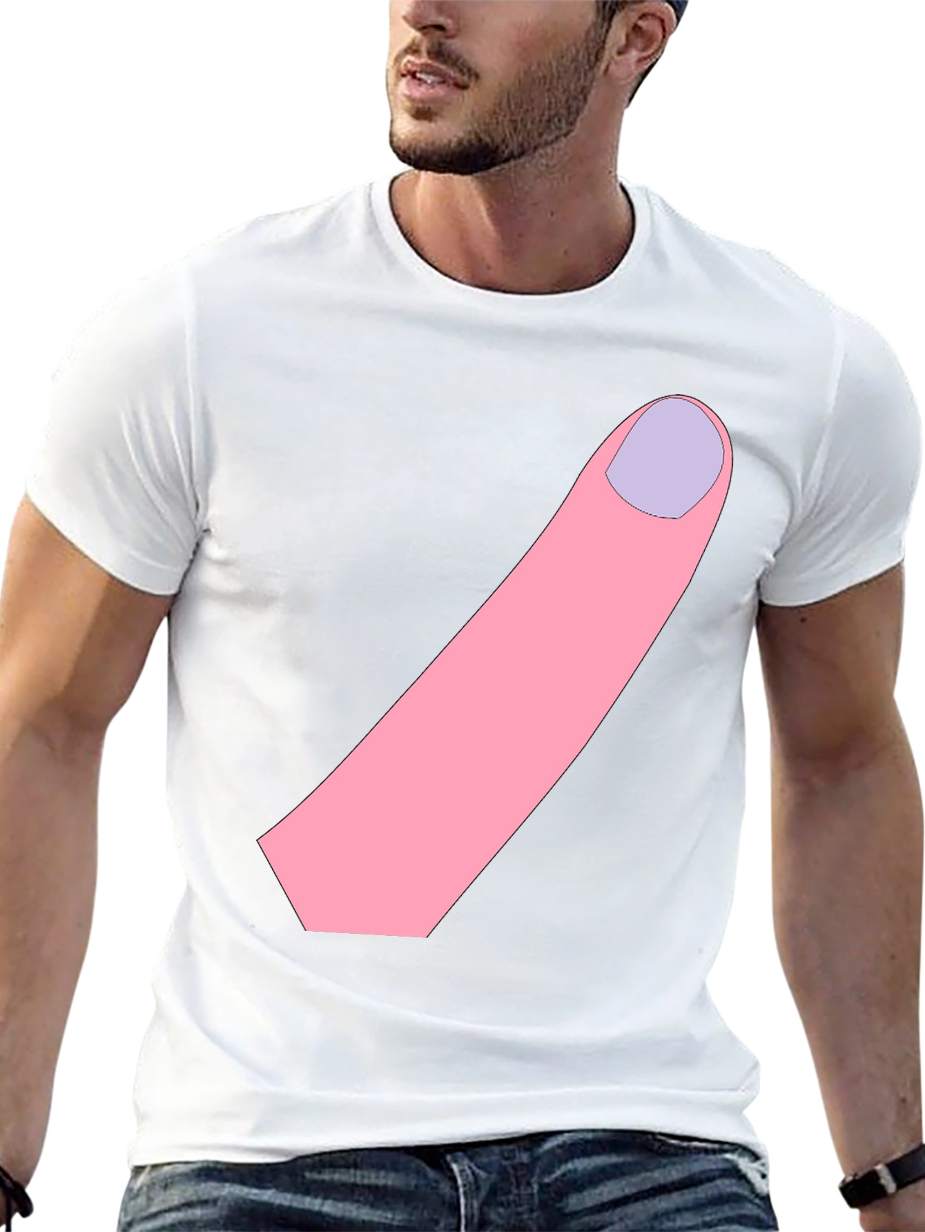 Funny Finger Graphic Black T-Shirt