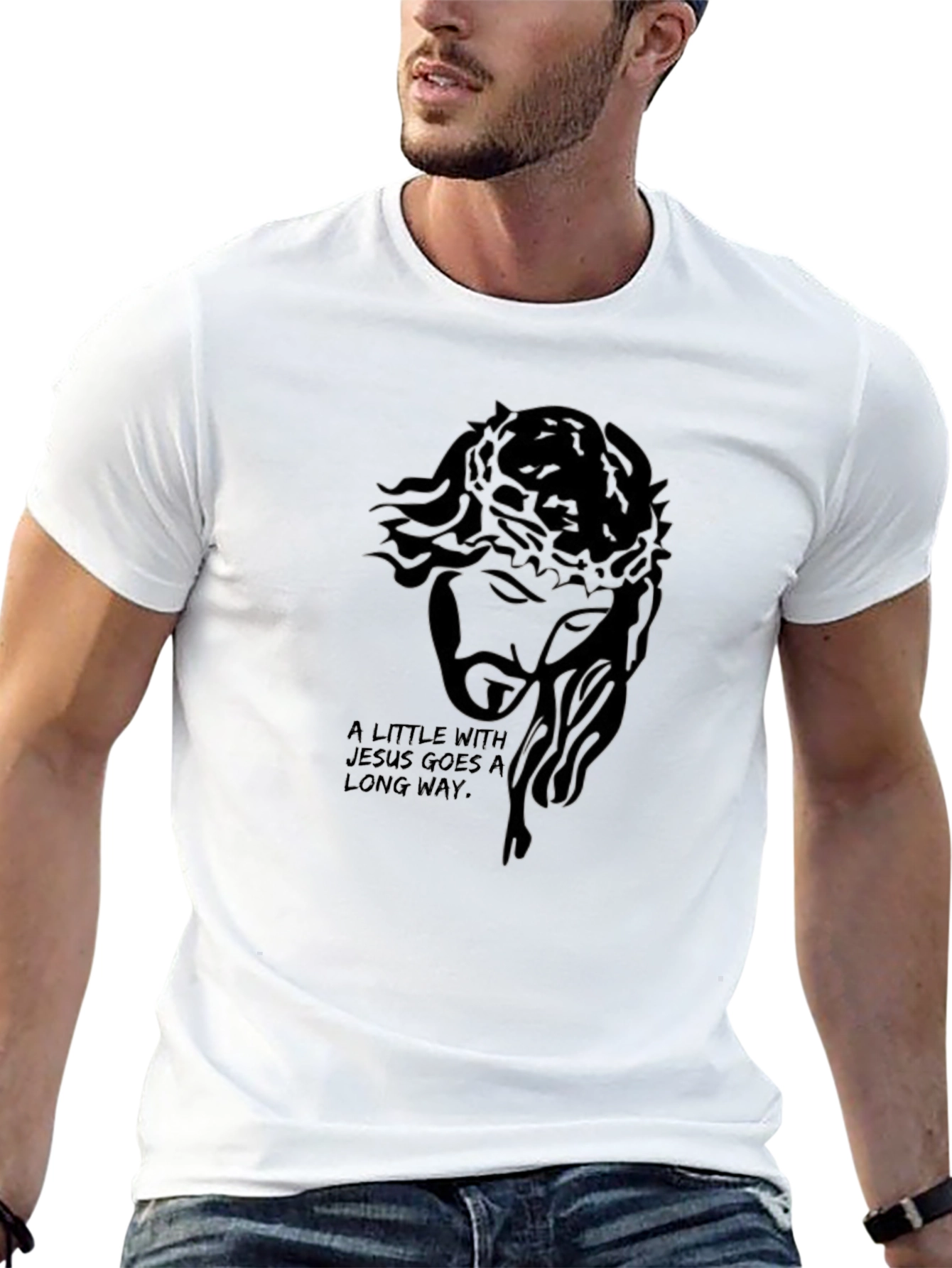 Jesus Graphic Print Black T-Shirt