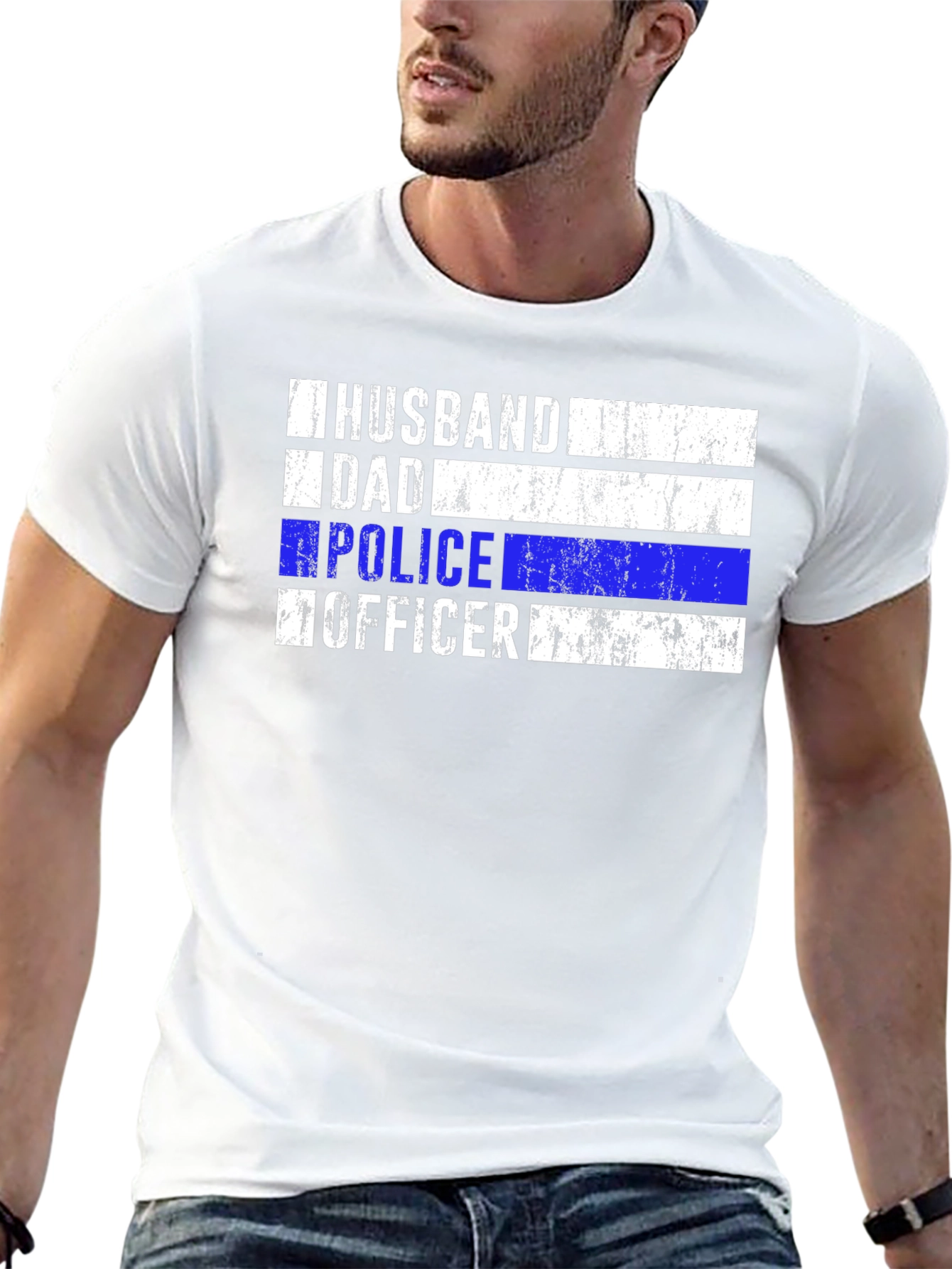 Husband Dad Police Officer Black T-Shirt