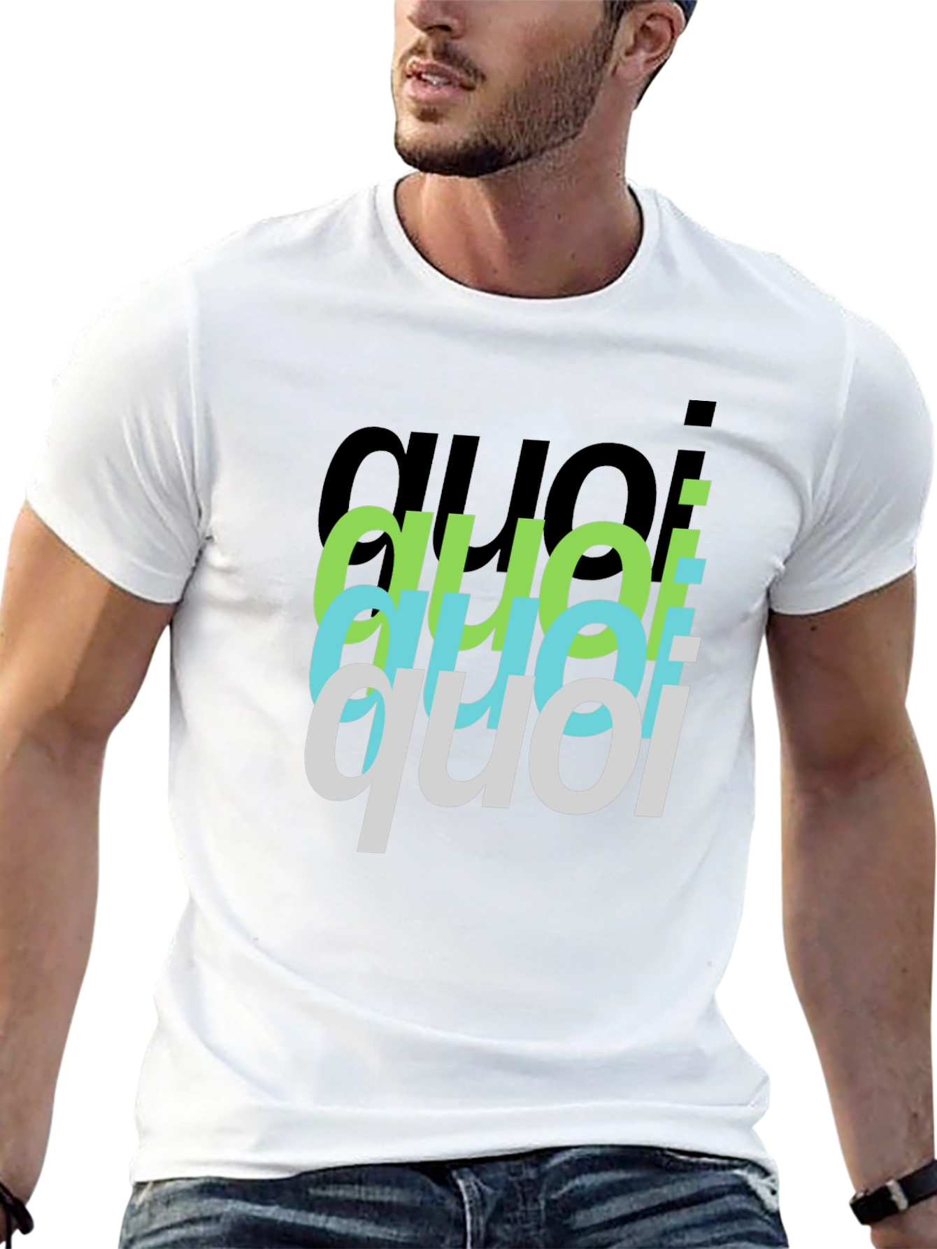 Quoi Stacked Graphic Black T-Shirt