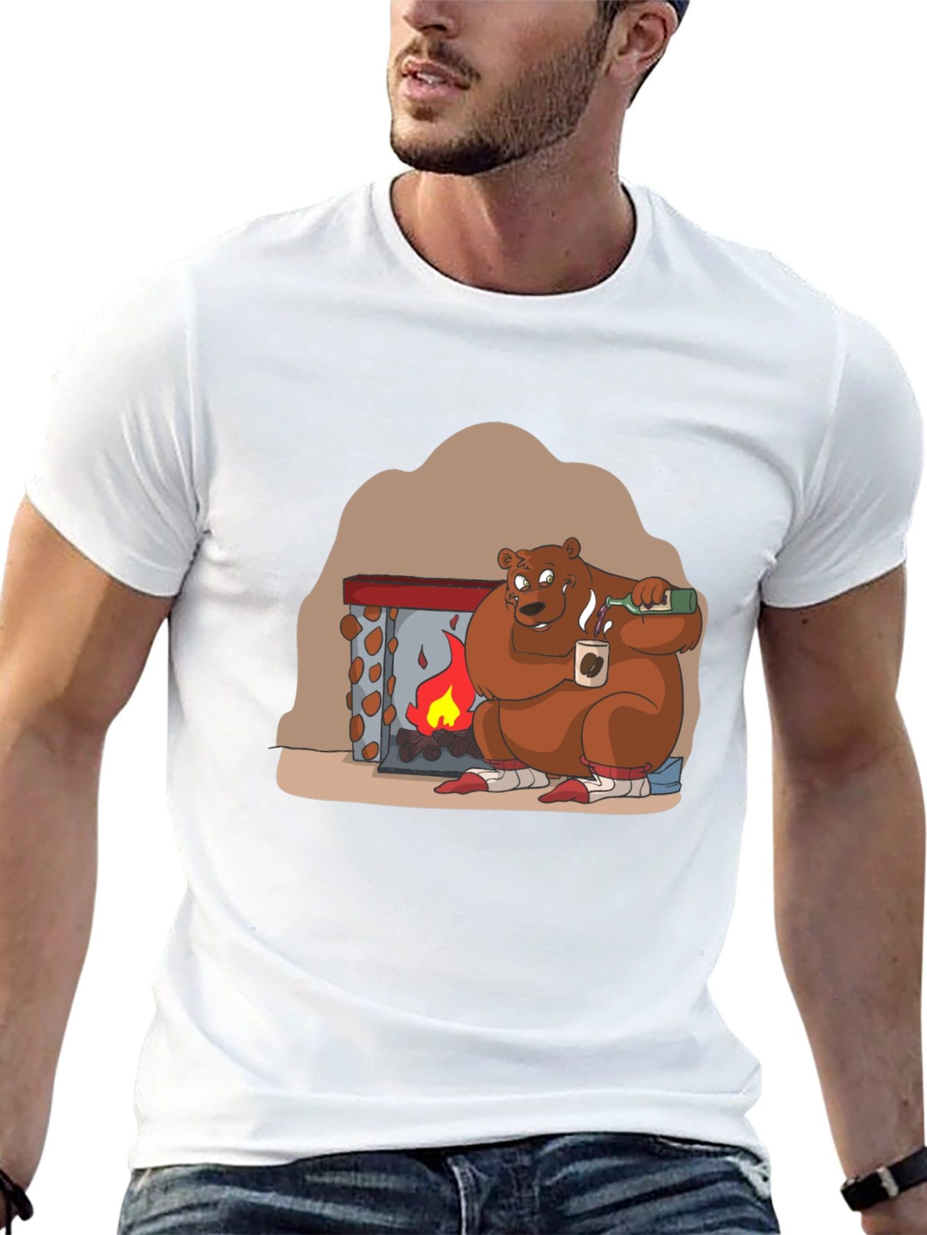 Cozy Bear by Fire T-Shirt