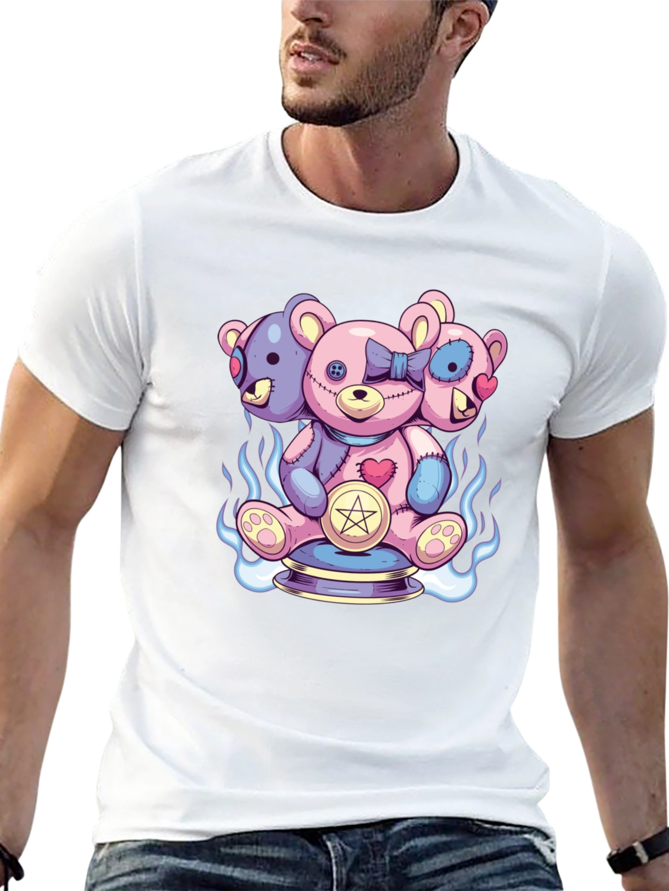 Three-Headed Teddy Bear Graphic Tee