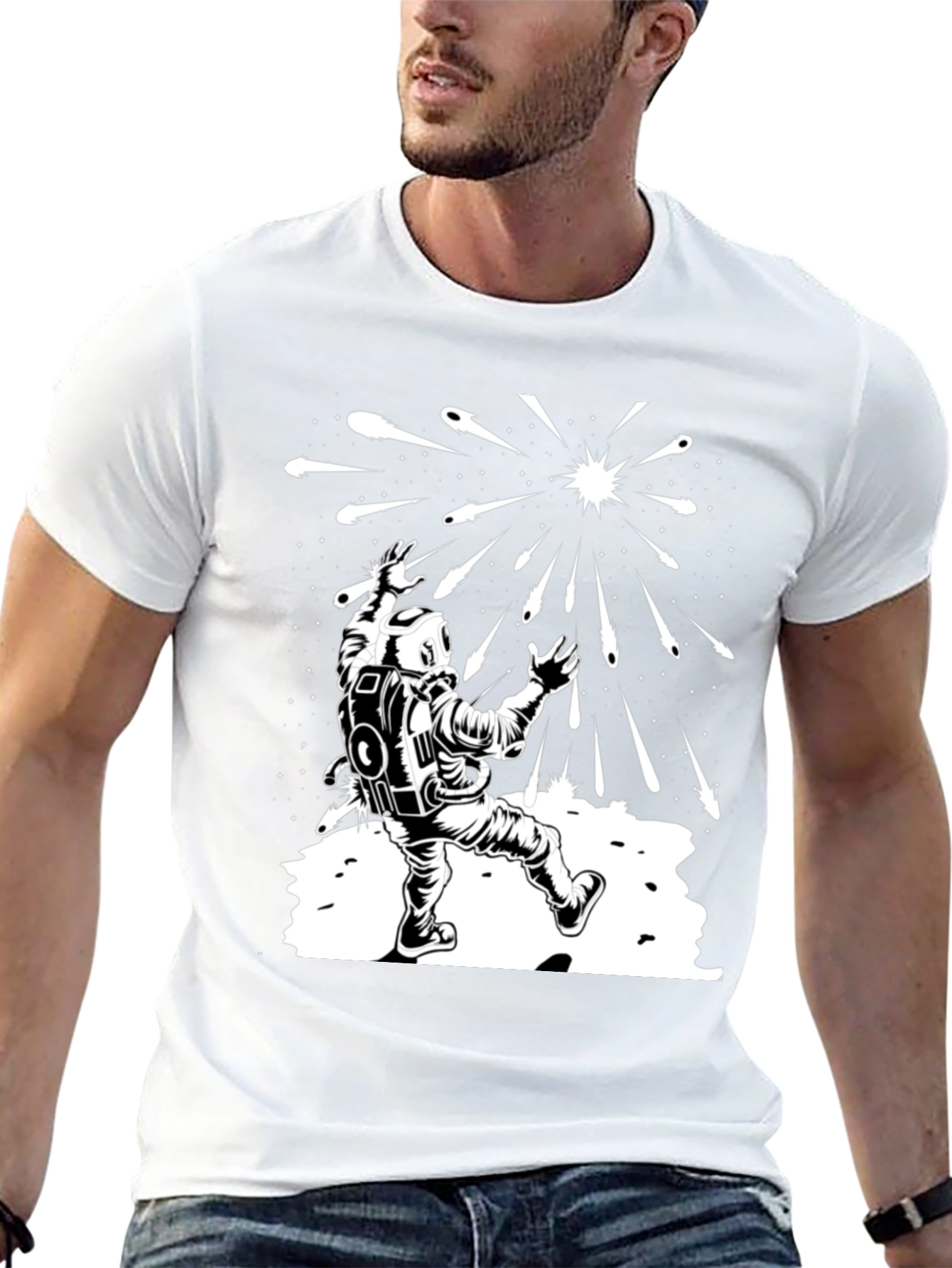 Astronaut Meteor Shower Graphic Tee