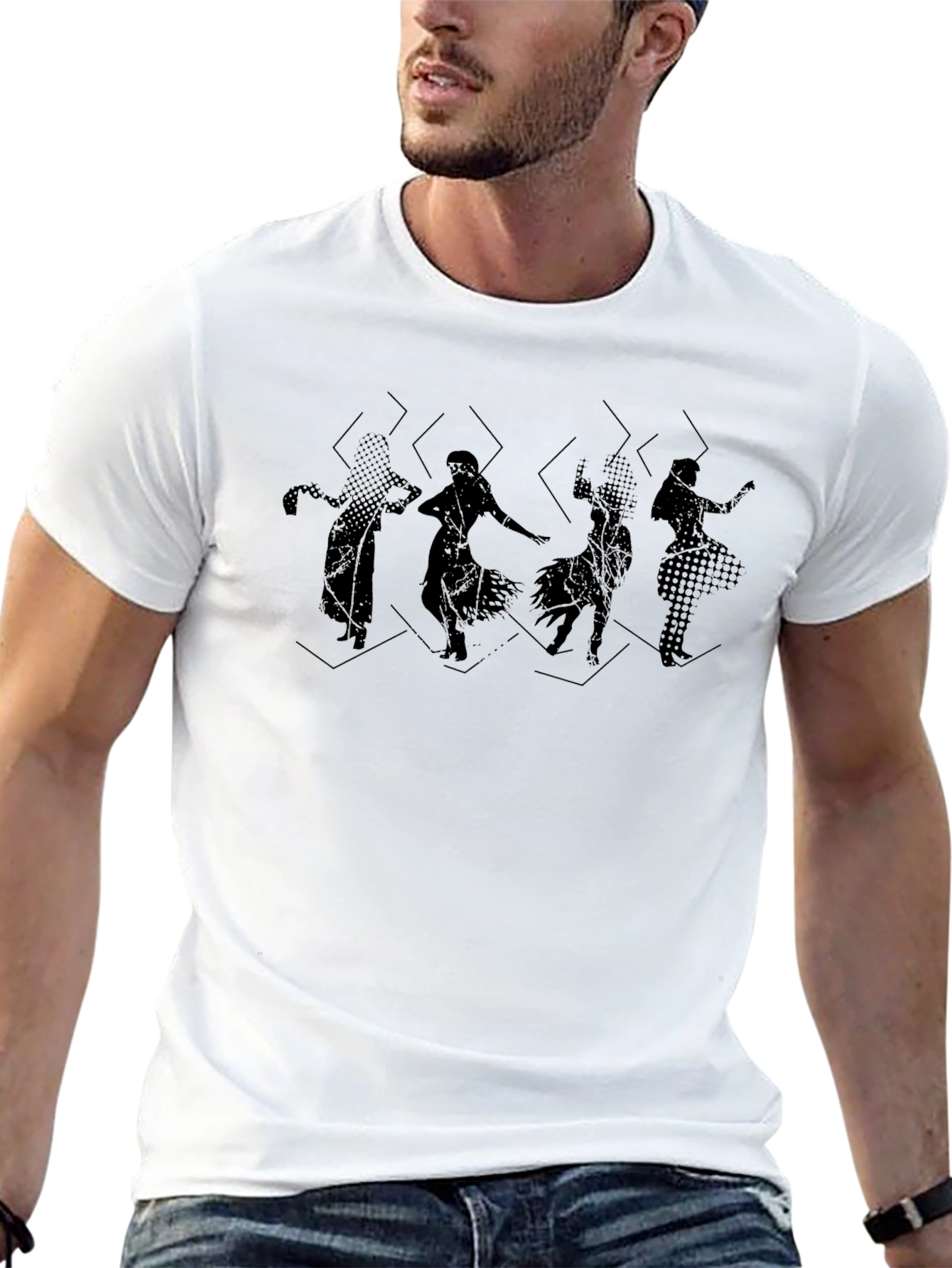 Silhouette Dance Graphic Tee - Black Cotton T-Shirt