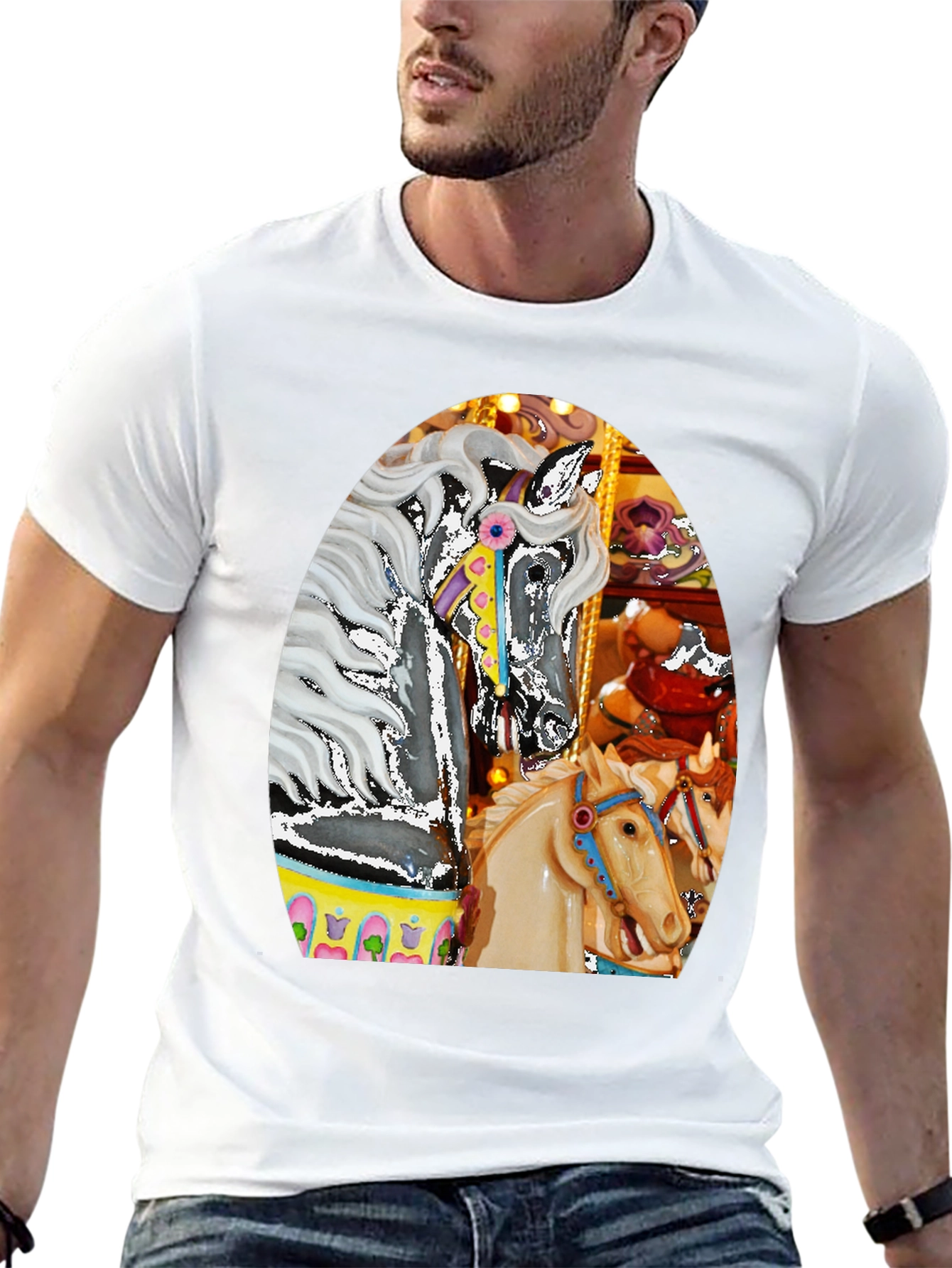 Carousel Horse Graphic Tee - Fun Fair T-Shirt