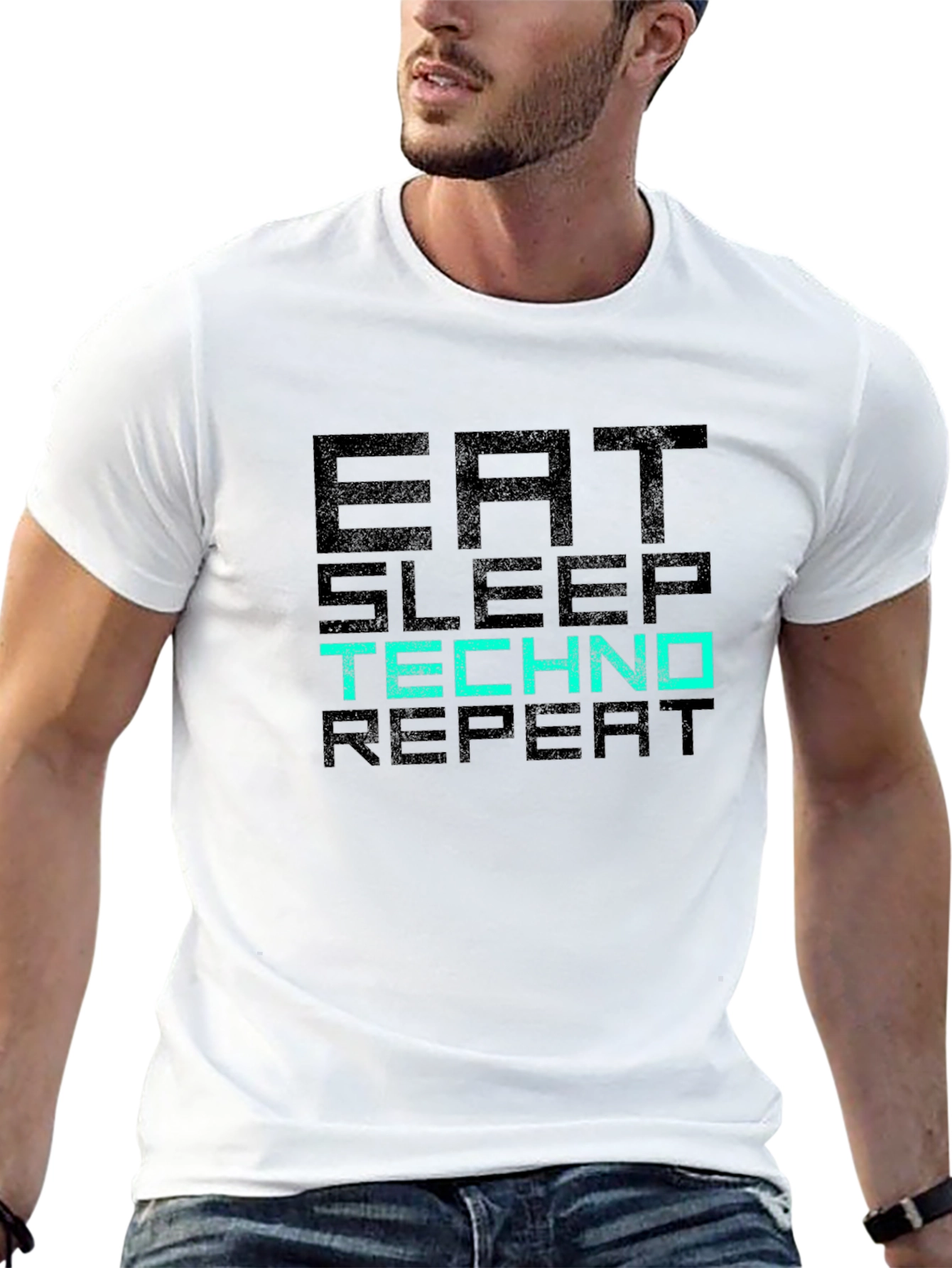 Eat Sleep Techno Repeat Graphic T-Shirt