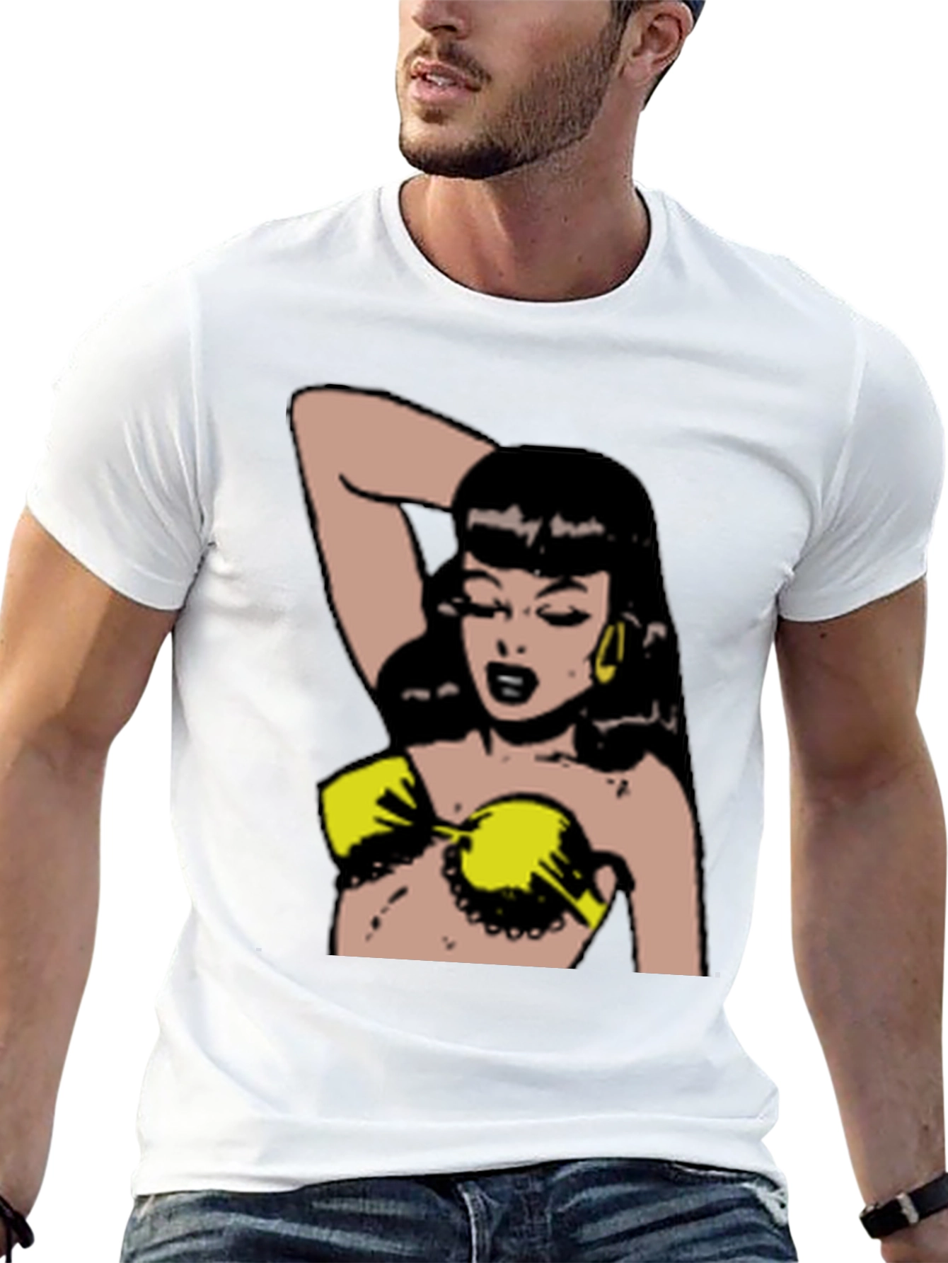Retro Cartoon Woman Black T-Shirt