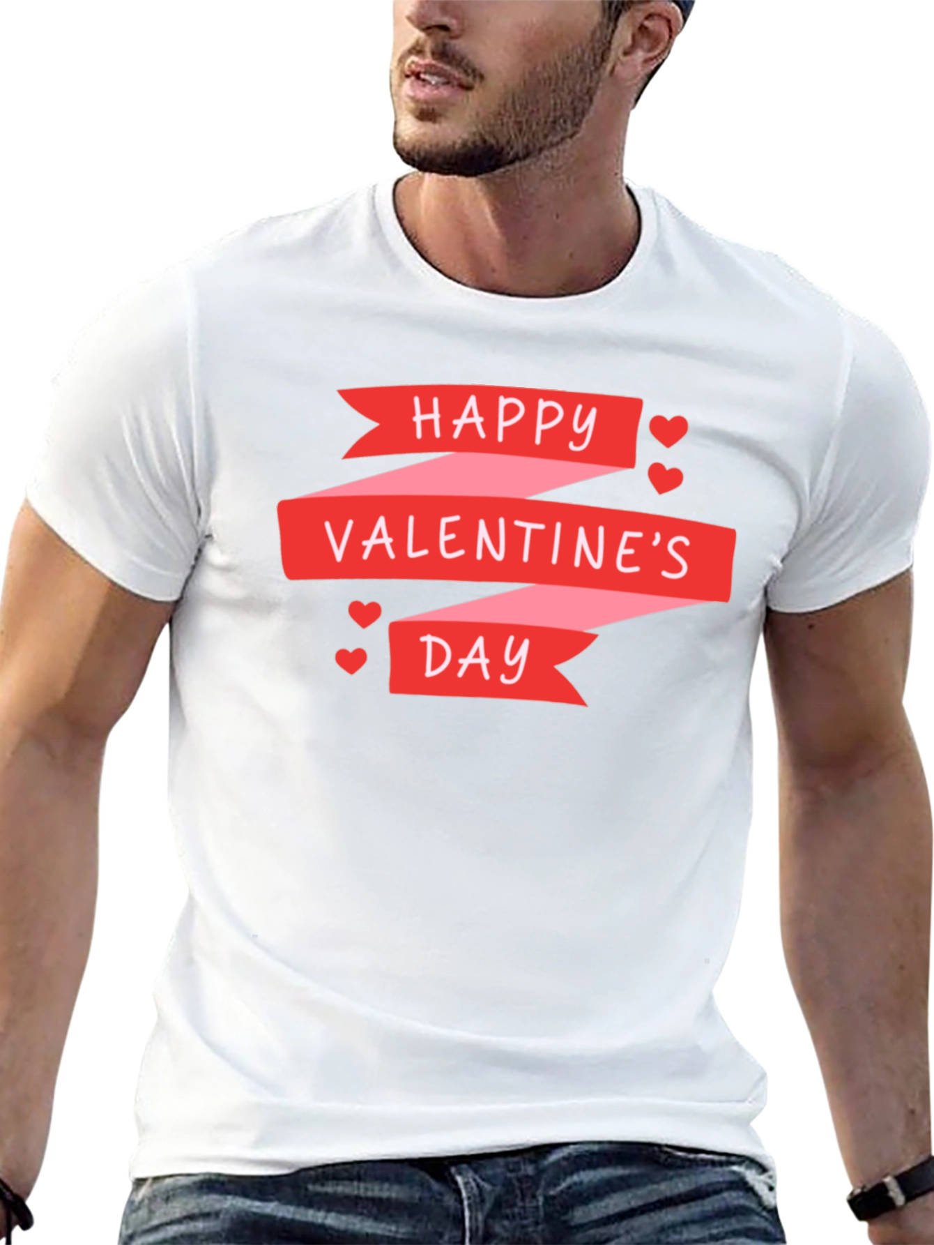 Happy Valentines Day Graphic Tee - Black