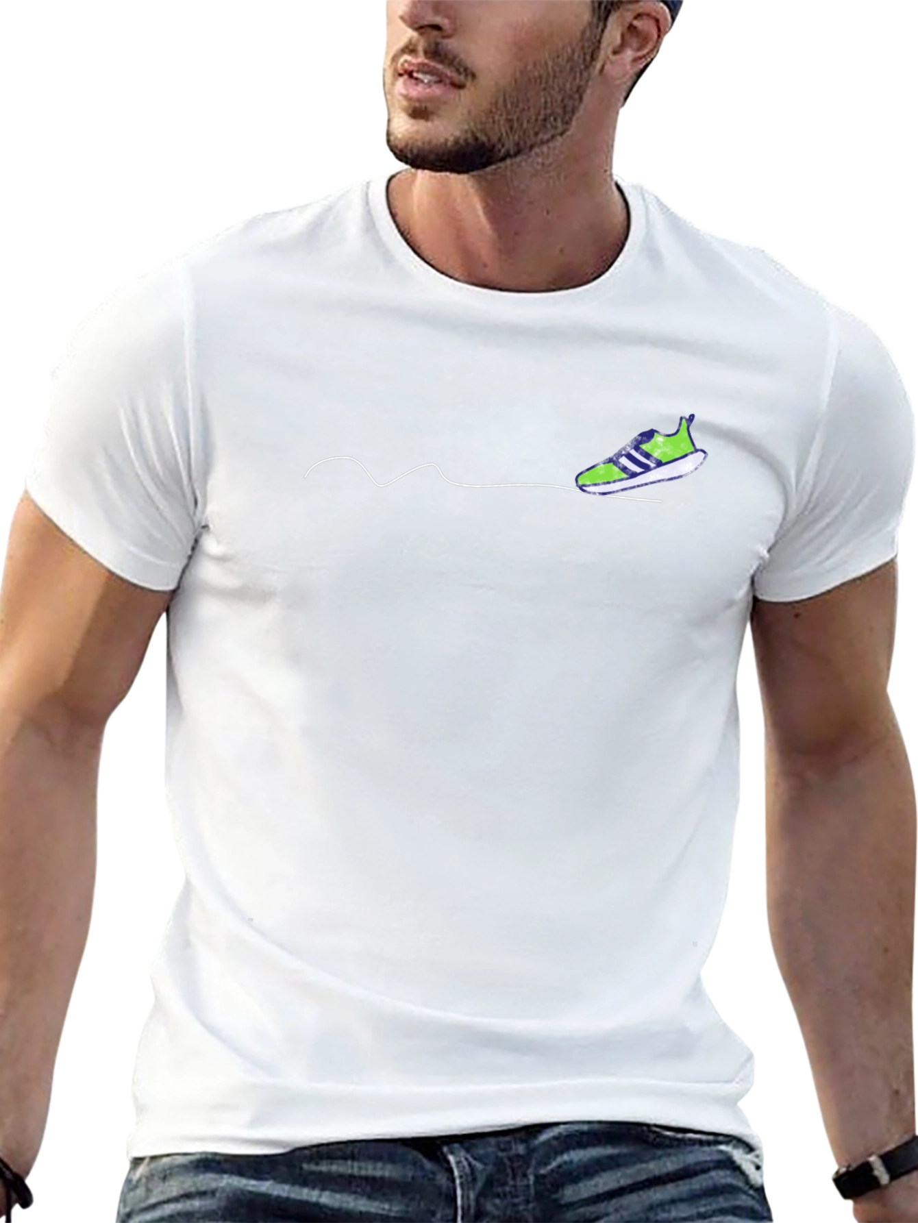 Cool Graphic Tee - Black with Running Shoe Design
