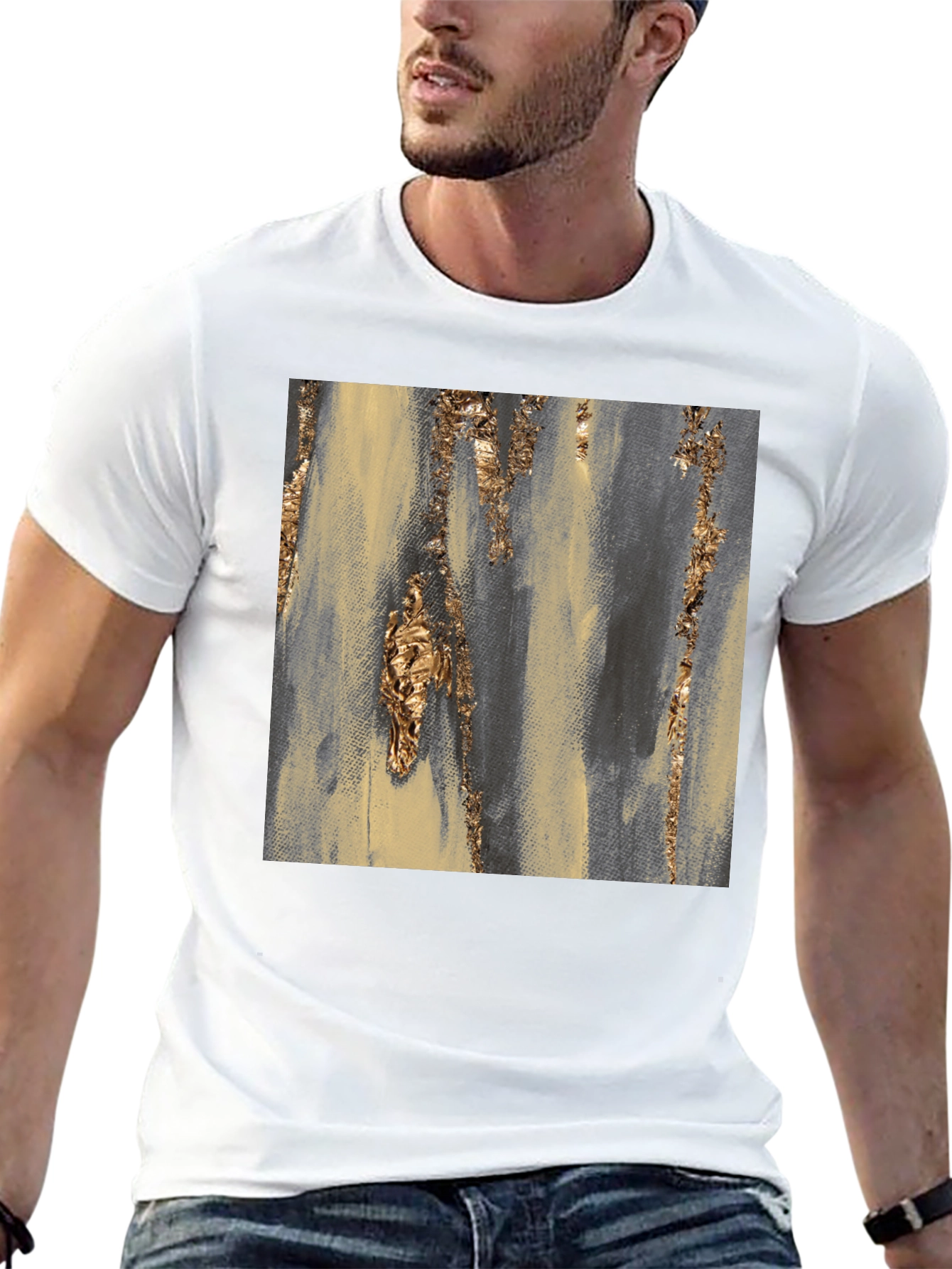 Abstract Gold Accent Black Tee
