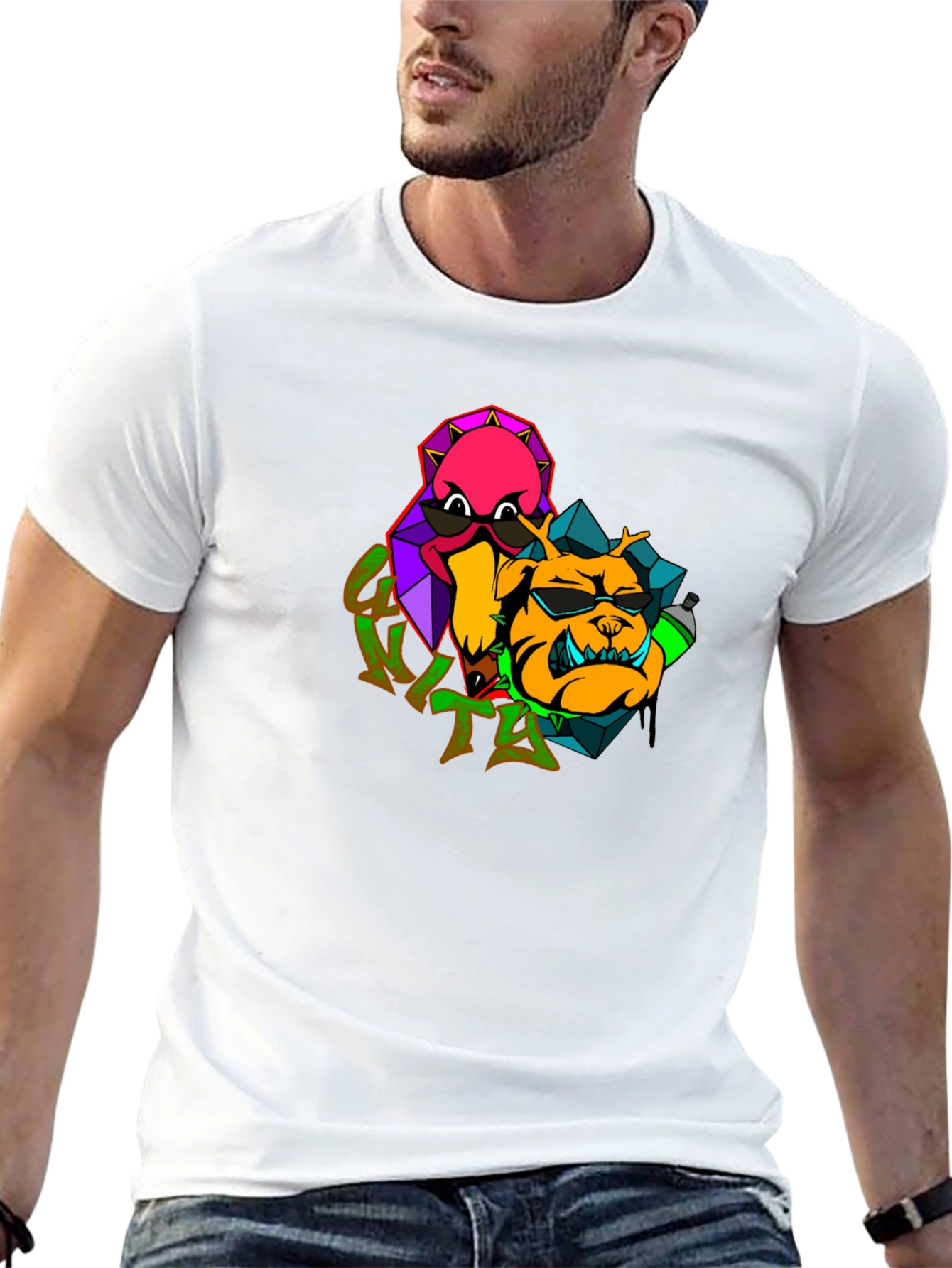 Cool Cartoon Graphic Black T-Shirt