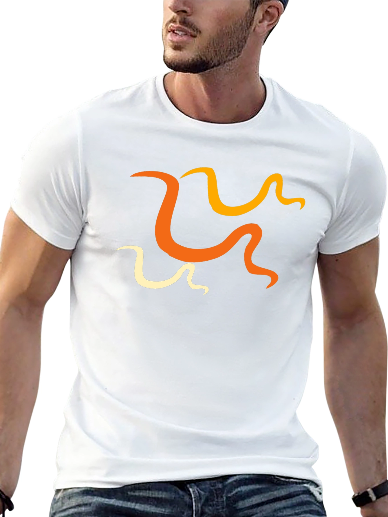 Abstract Swirl Design Black T-Shirt - Stylish Casual Wear