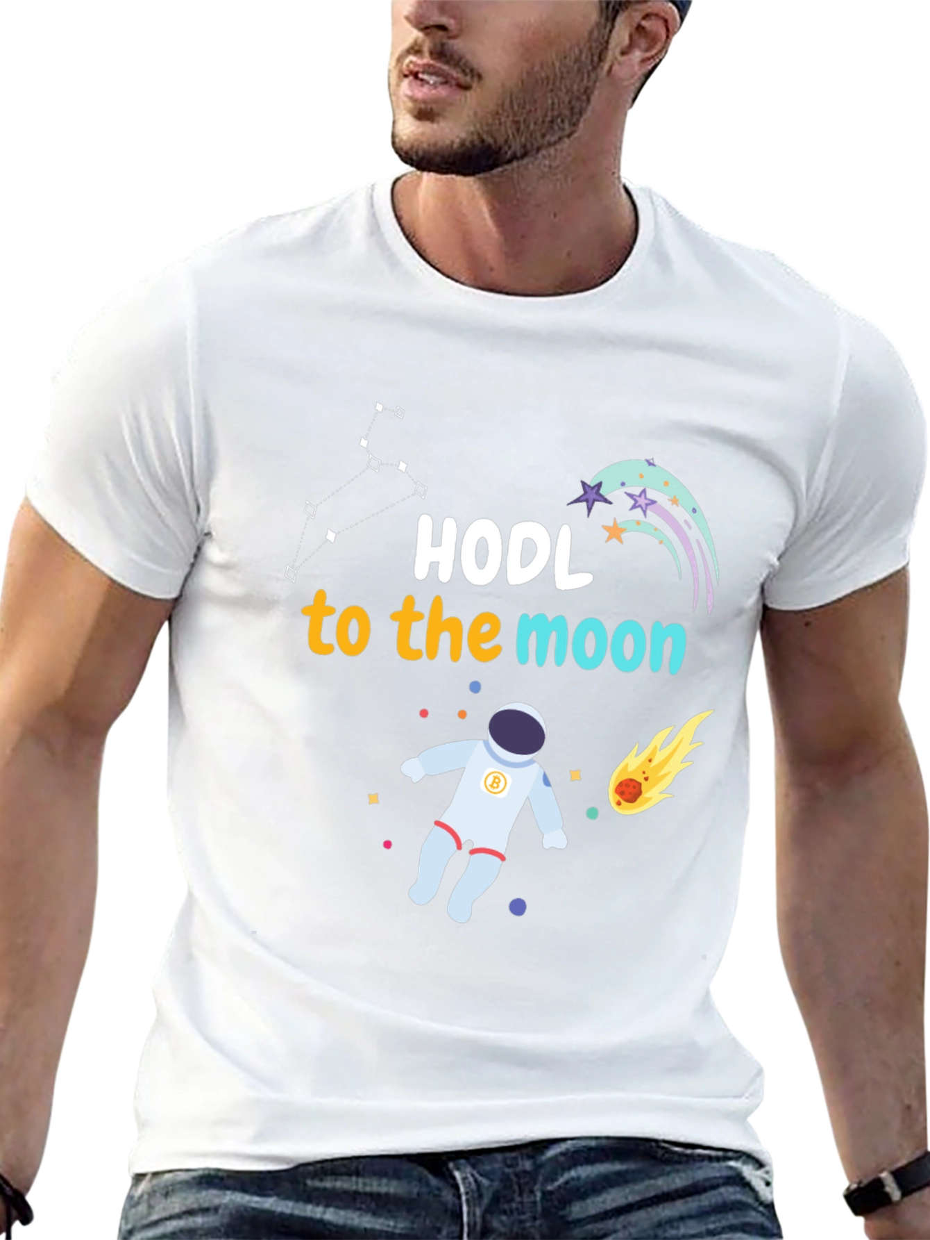 HODL to the Moon Graphic Tee - Crypto Astronaut