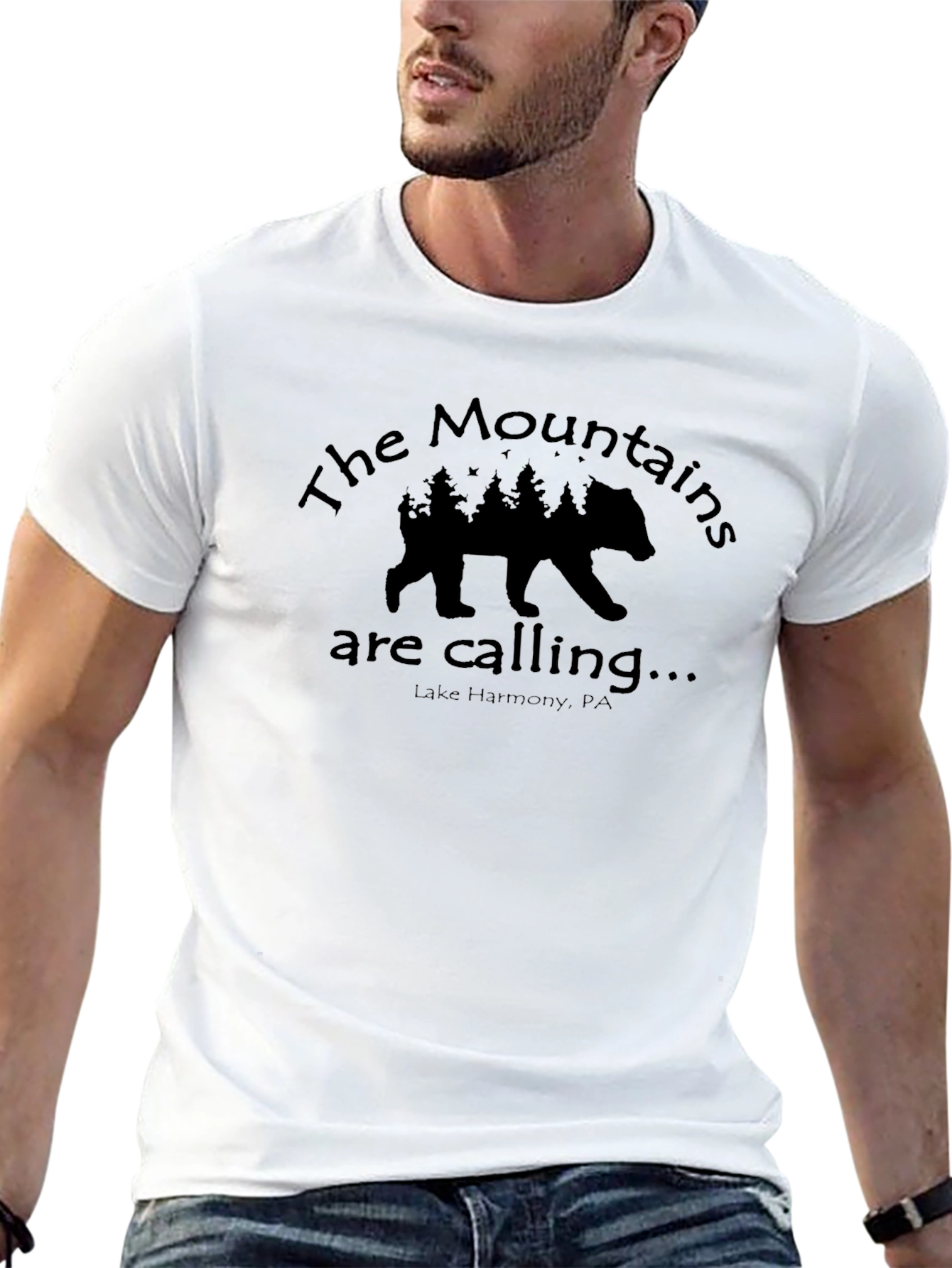 Mountains Calling Bear Graphic Tee
