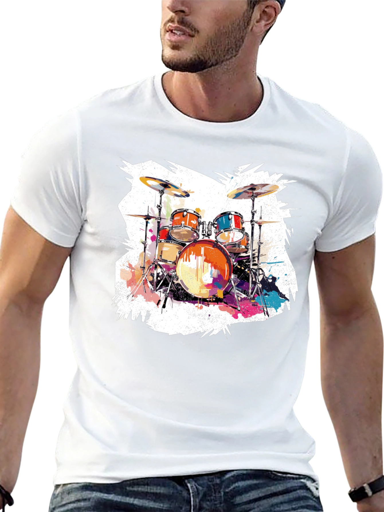 Drum Set Graphic Tee - Rock Music T-Shirt
