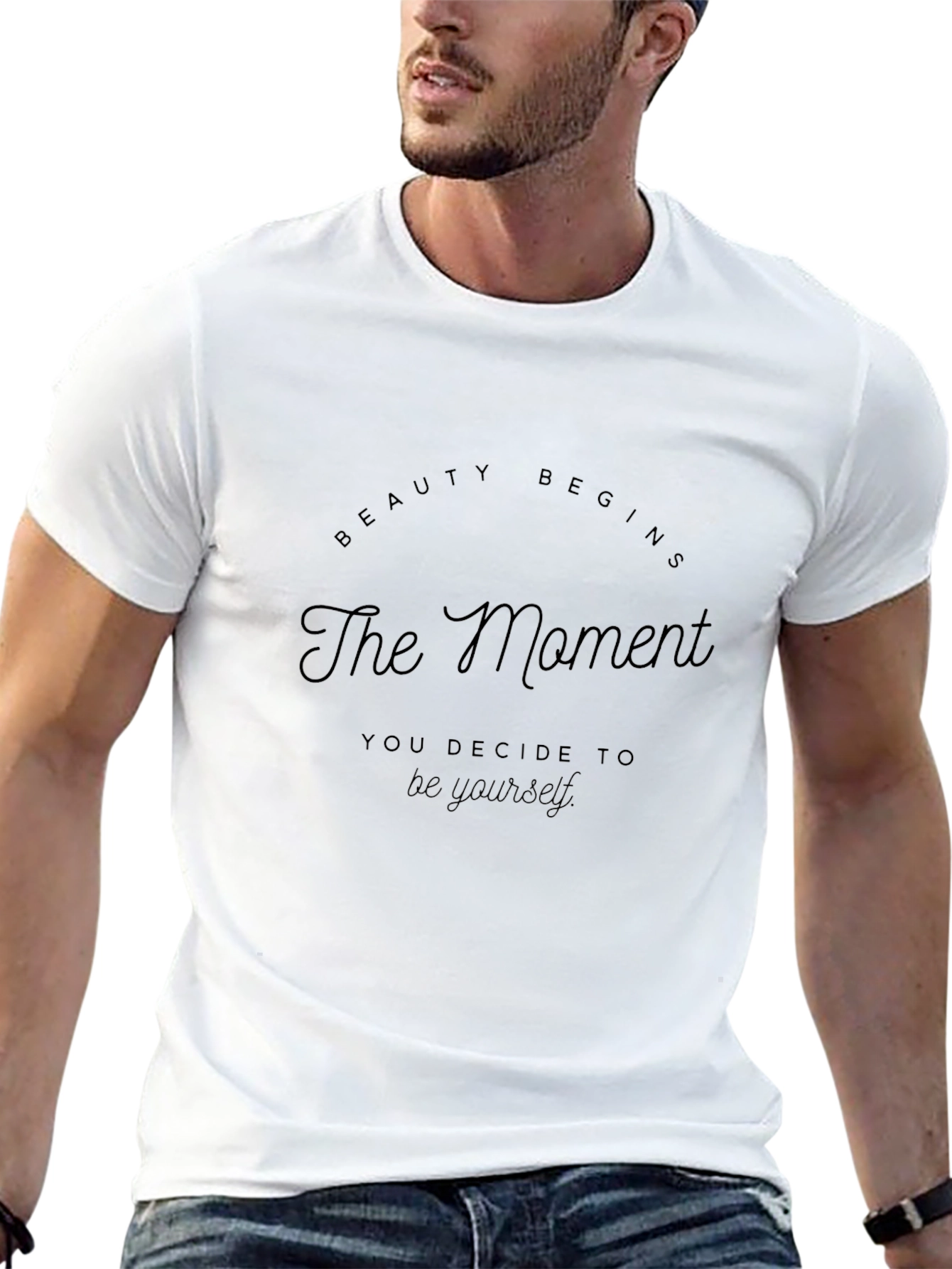 Inspirational Black T-Shirt: Beauty Begins