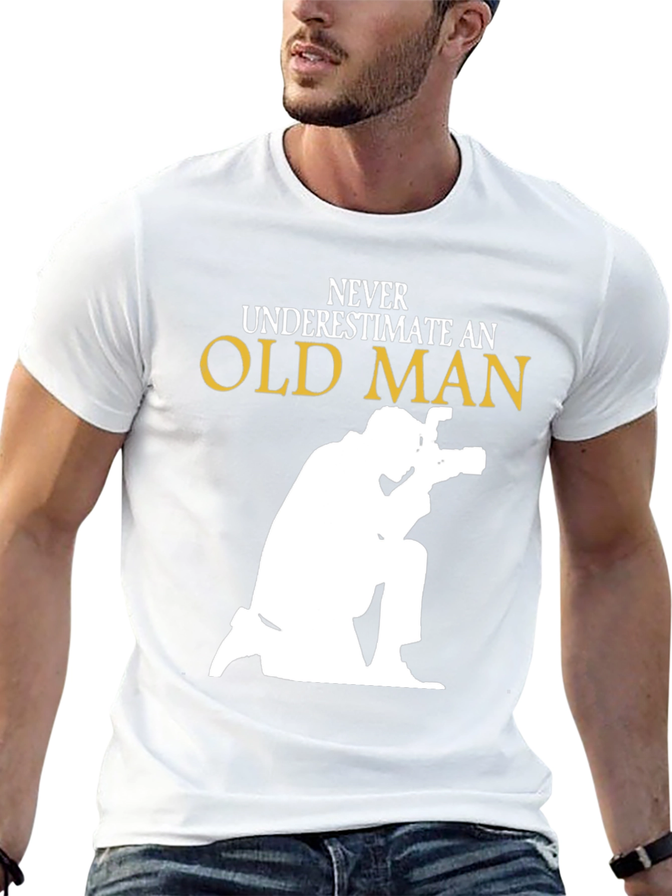 Never Underestimate Old Man Photographer Graphic T-Shirt