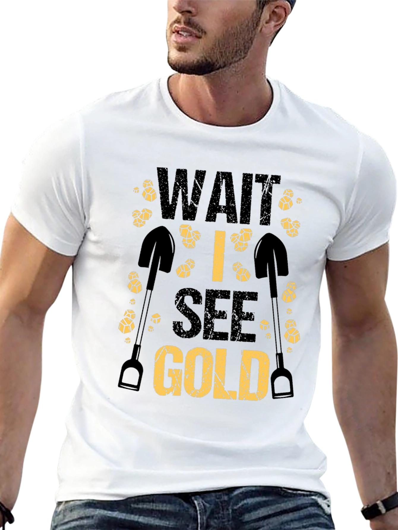 Wait I See Gold Funny Mining T-Shirt