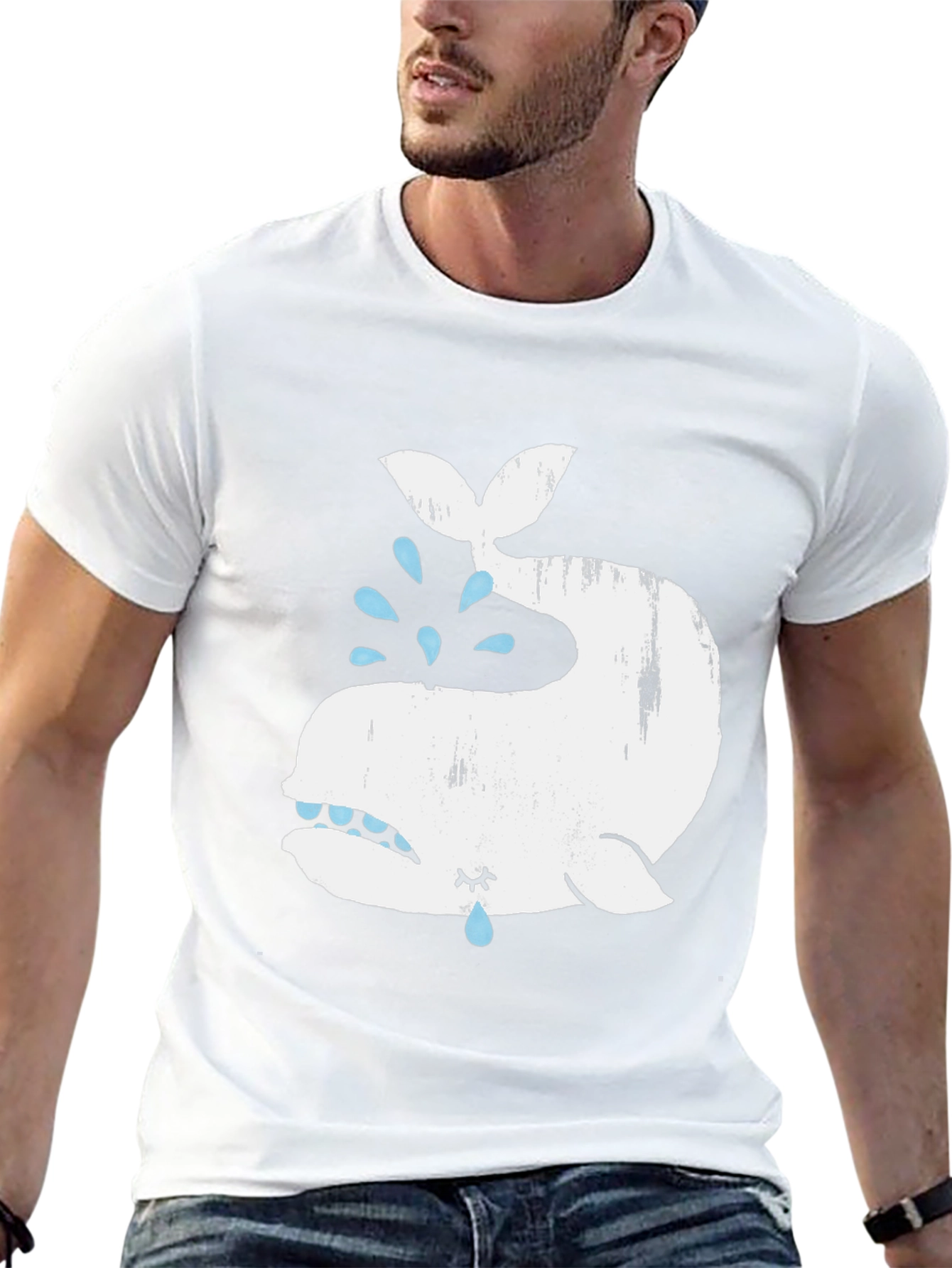 Crying Whale Graphic T-Shirt - Black Cotton Blend