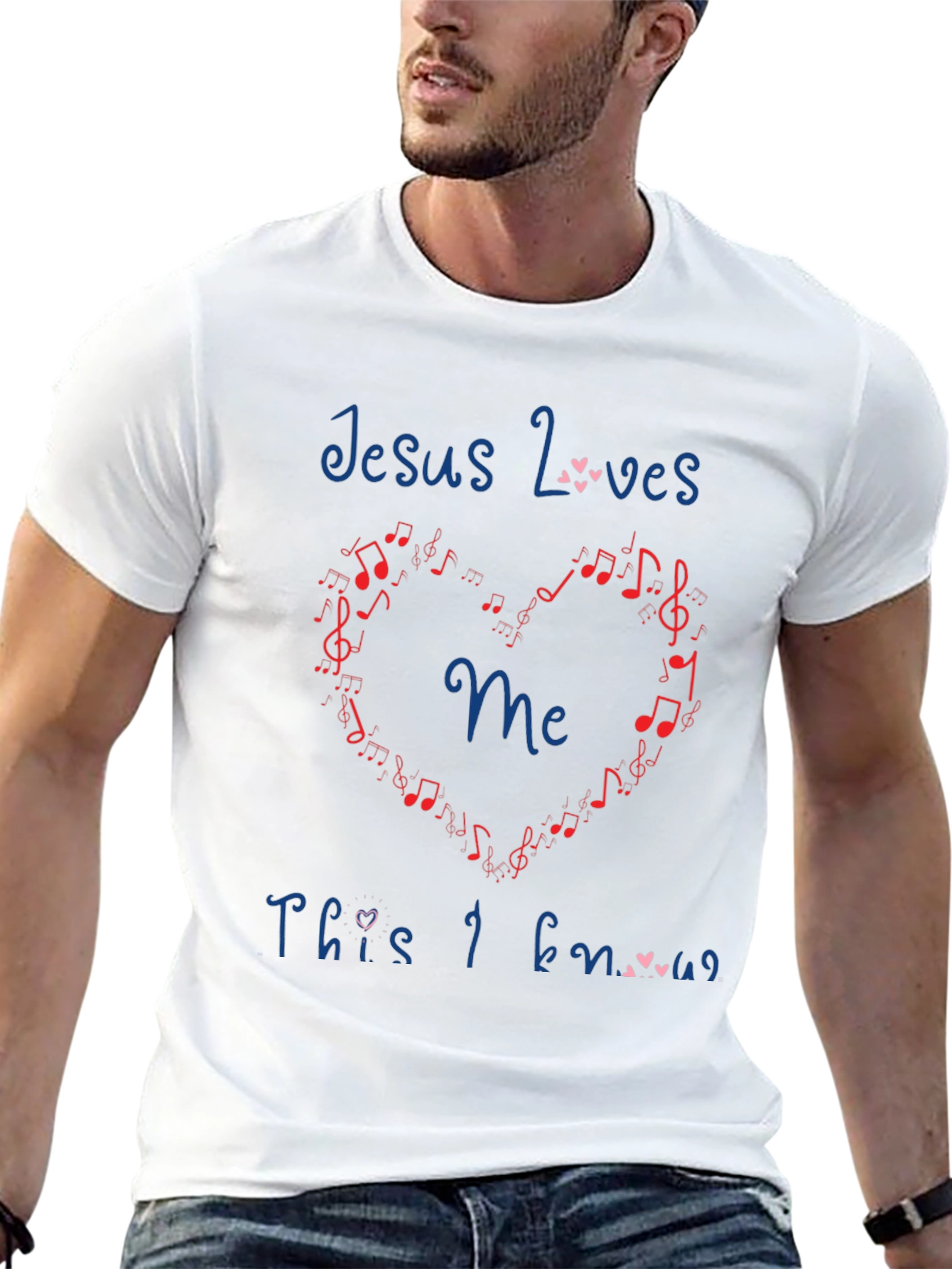 Jesus Loves Me T-Shirt - Music Heart Design