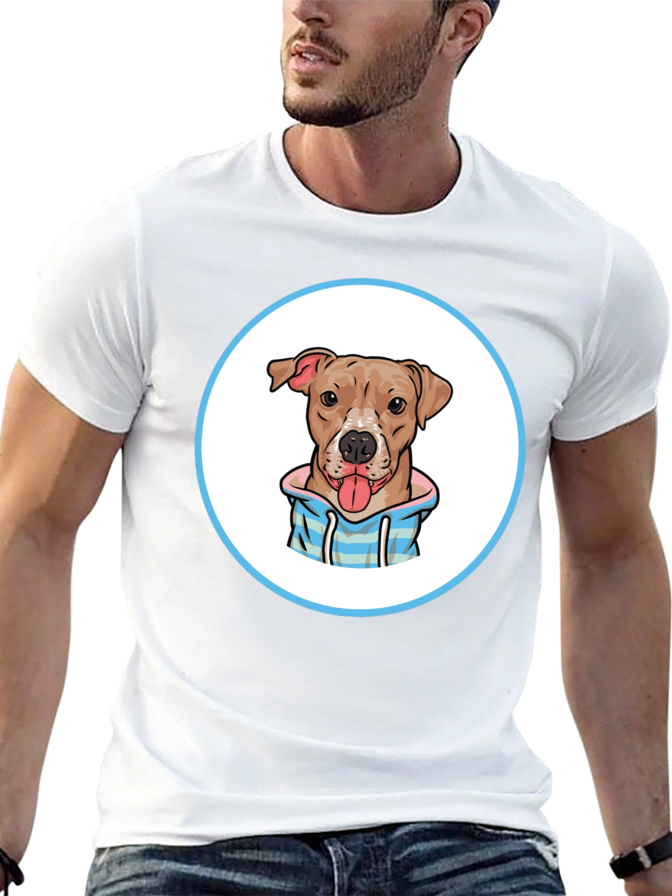 Dog Cartoon Print Black T-Shirt