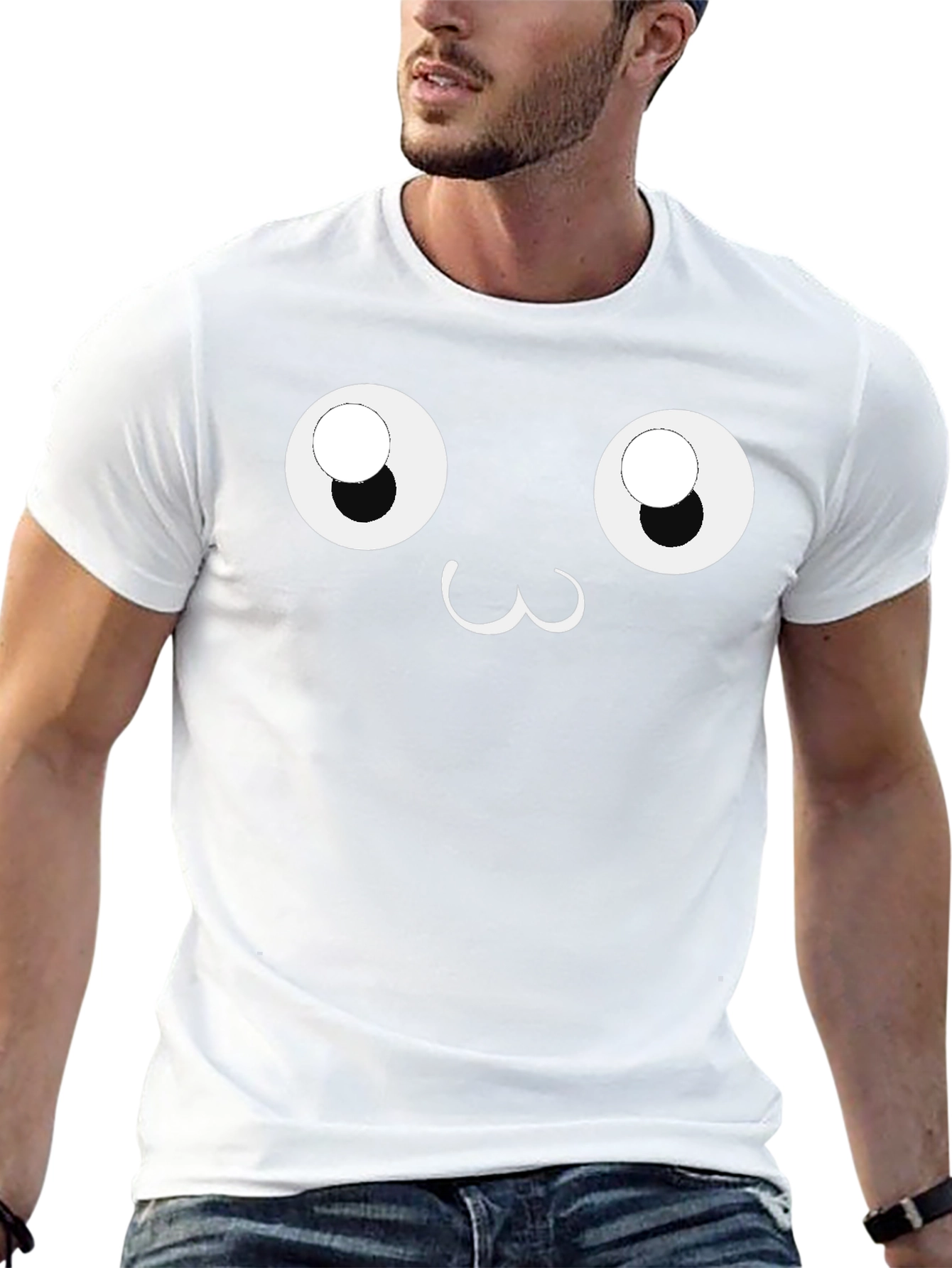 Cute Face Graphic Black T-Shirt