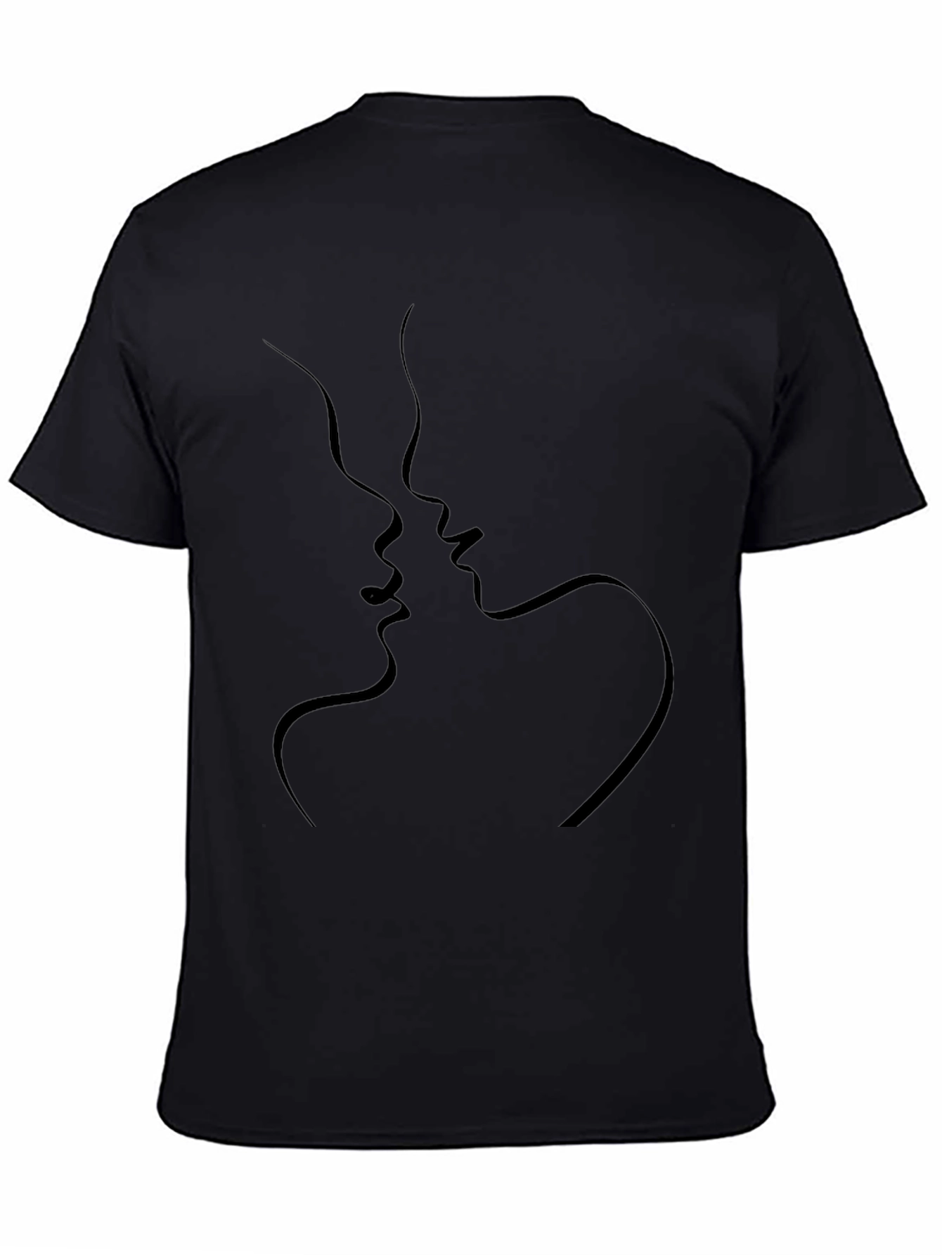 Minimalist Kissing Faces Black T-Shirt