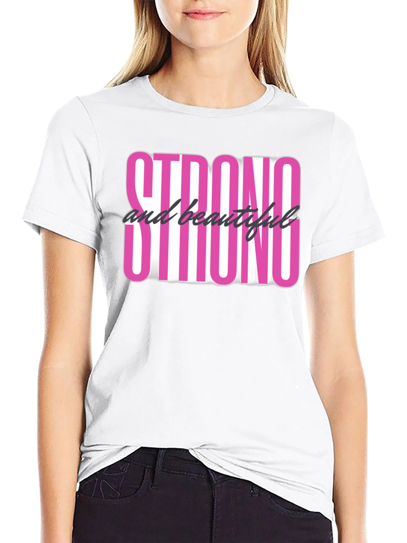Strong & Beautiful Graphic Tee - Empowering Black T-Shirt